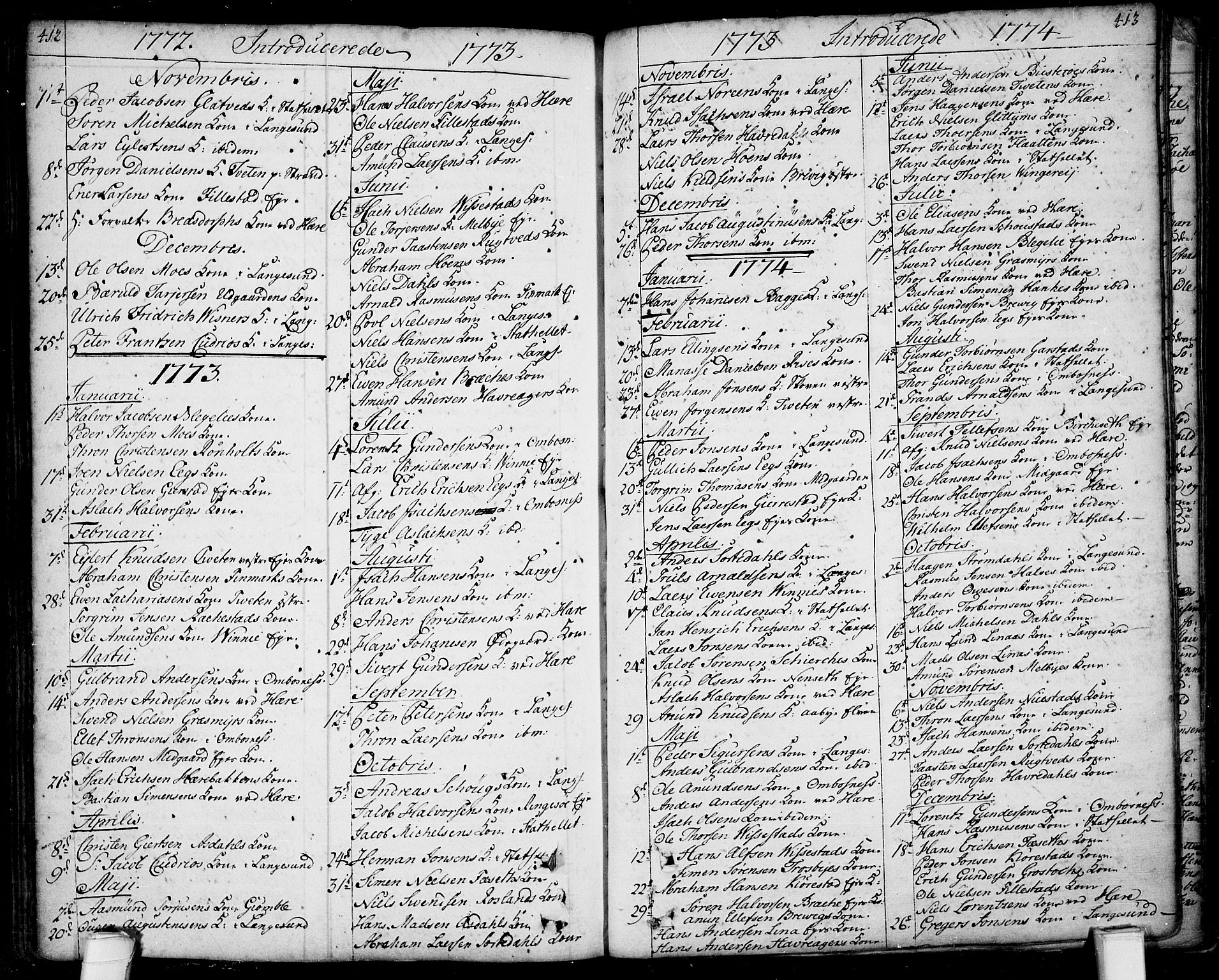 Bamble kirkebøker, SAKO/A-253/F/Fa/L0001: Parish register (official) no. I 1, 1702-1774, p. 412-413