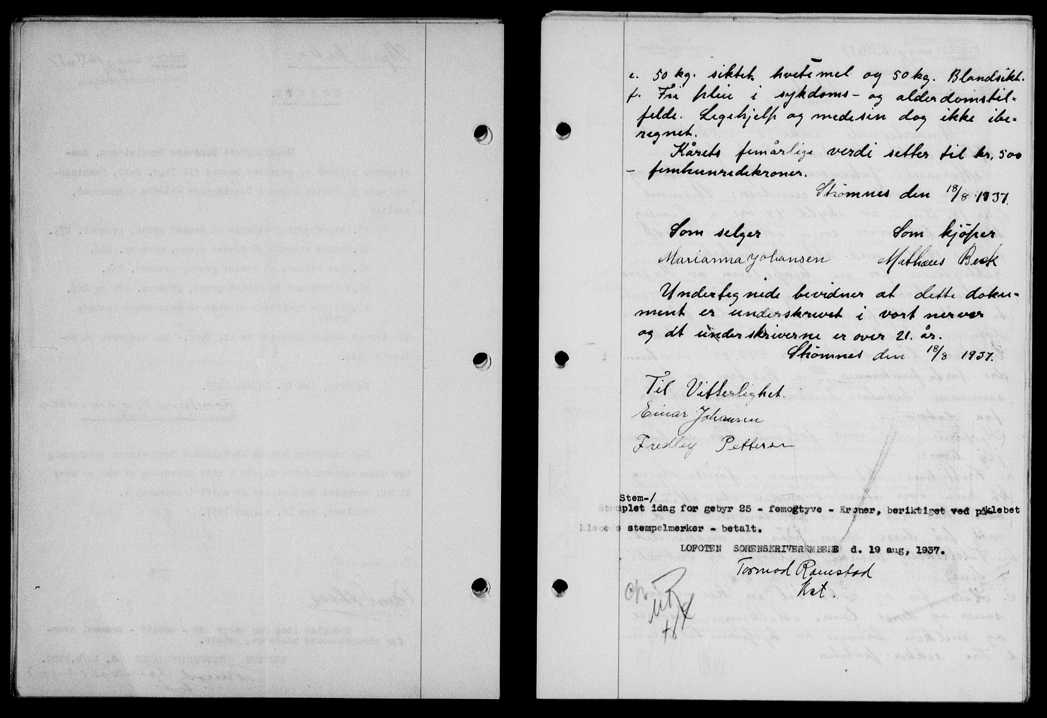 Lofoten sorenskriveri, SAT/A-0017/1/2/2C/L0002a: Mortgage book no. 2a, 1937-1937, Diary no: : 1633/1937