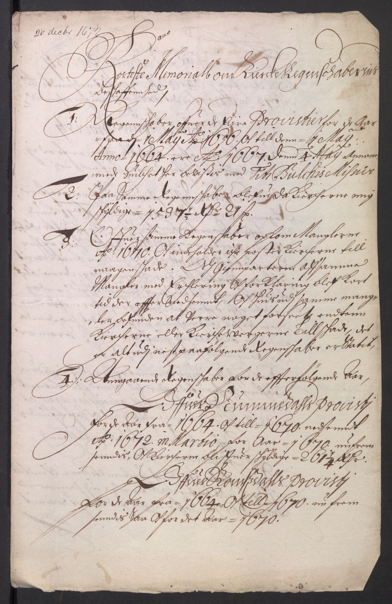 Rentekammeret inntil 1814, Reviderte regnskaper, Kirkeregnskap, AV/RA-EA-4067/Rf/L0121: Kirkeregnskap, 1656-1679, p. 239