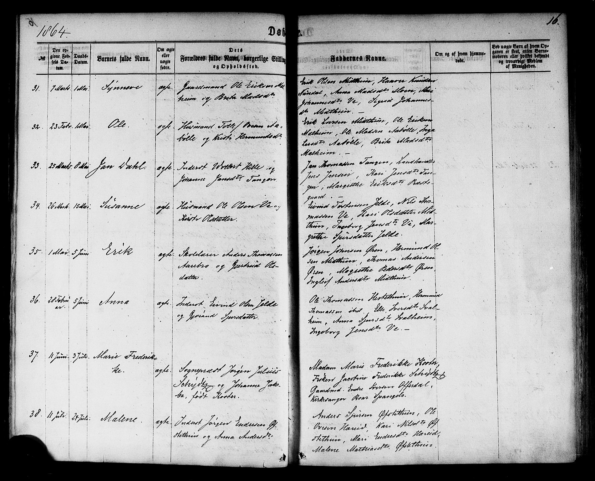 Årdal sokneprestembete, SAB/A-81701: Parish register (official) no. A 3, 1863-1886, p. 16