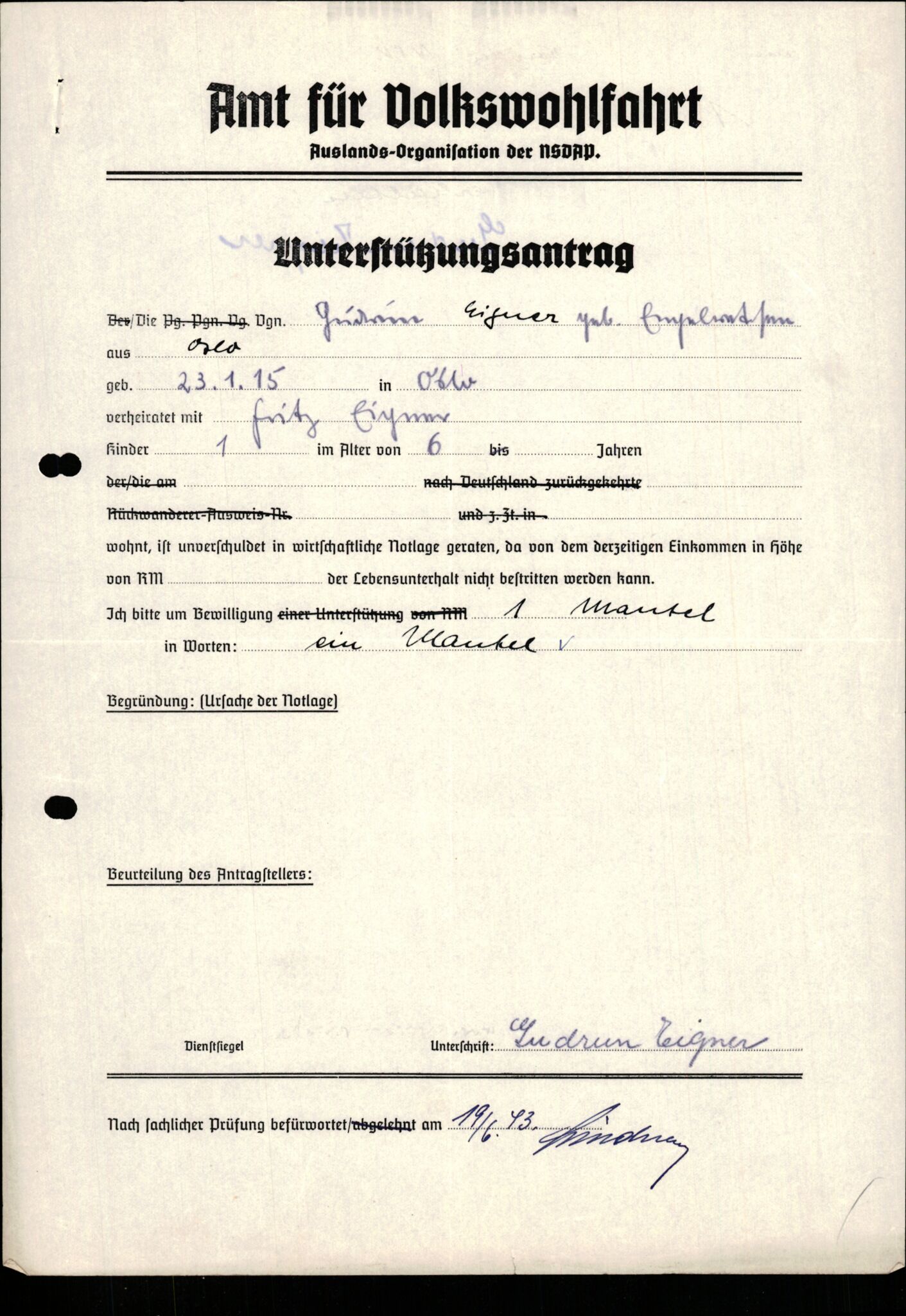 Forsvarets Overkommando. 2 kontor. Arkiv 11.4. Spredte tyske arkivsaker, AV/RA-RAFA-7031/D/Dar/Darb/L0015: Reichskommissariat - NSDAP in Norwegen, 1938-1945, p. 1063