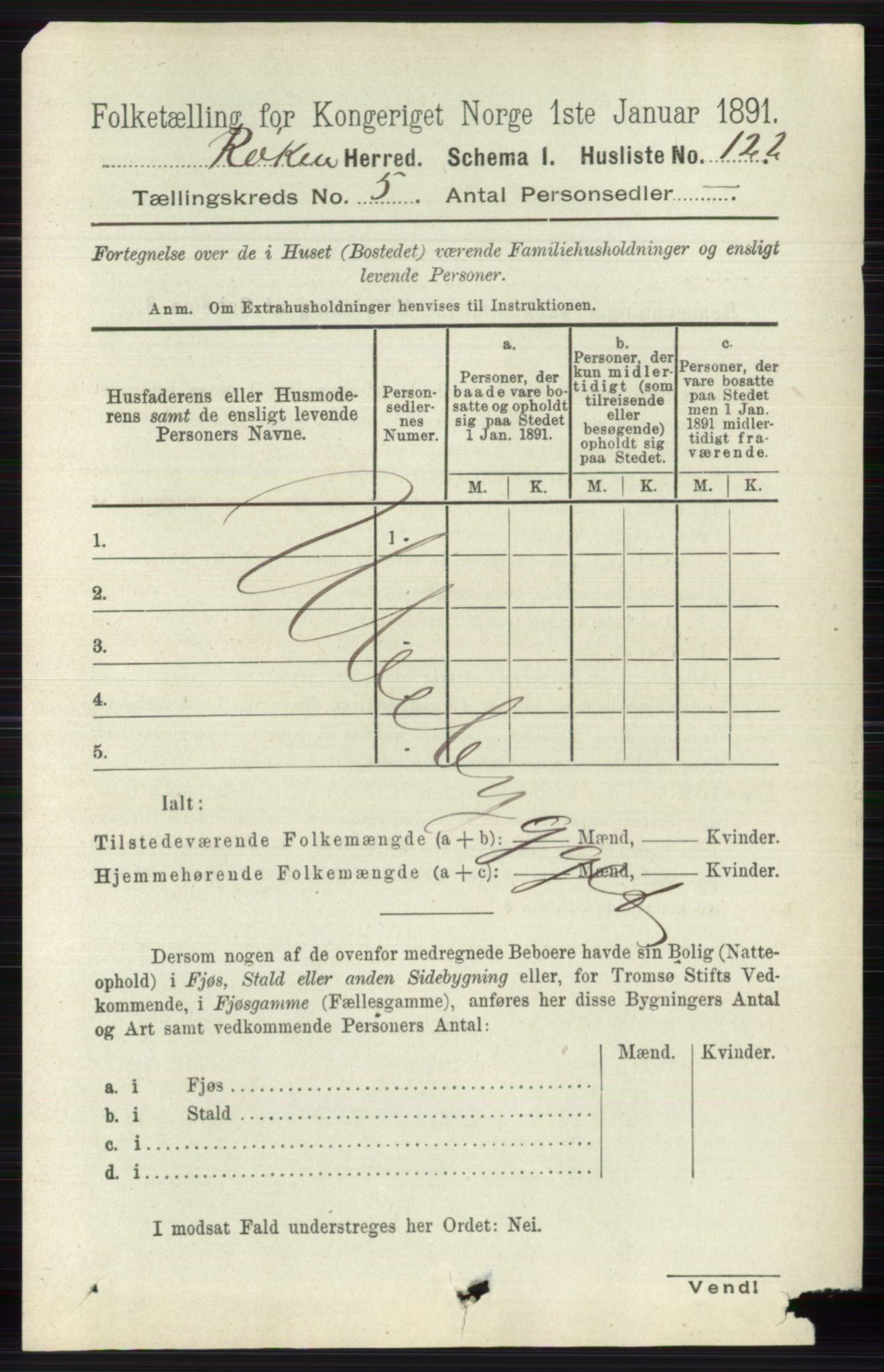 RA, 1891 census for 0627 Røyken, 1891, p. 2886