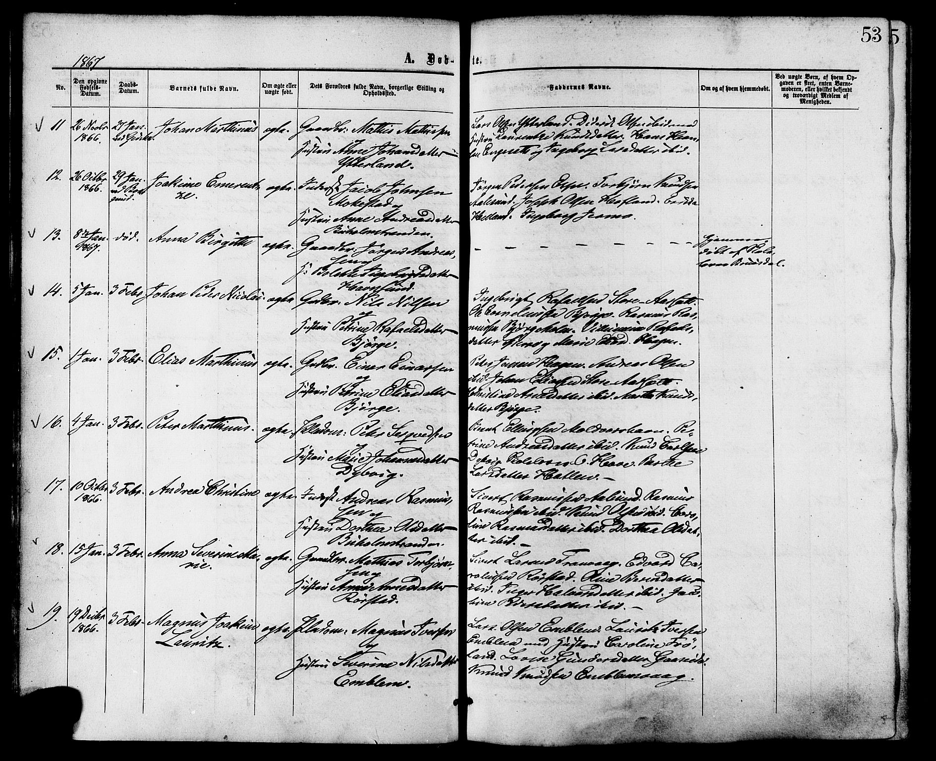 Ministerialprotokoller, klokkerbøker og fødselsregistre - Møre og Romsdal, AV/SAT-A-1454/528/L0399: Parish register (official) no. 528A10, 1864-1879, p. 53