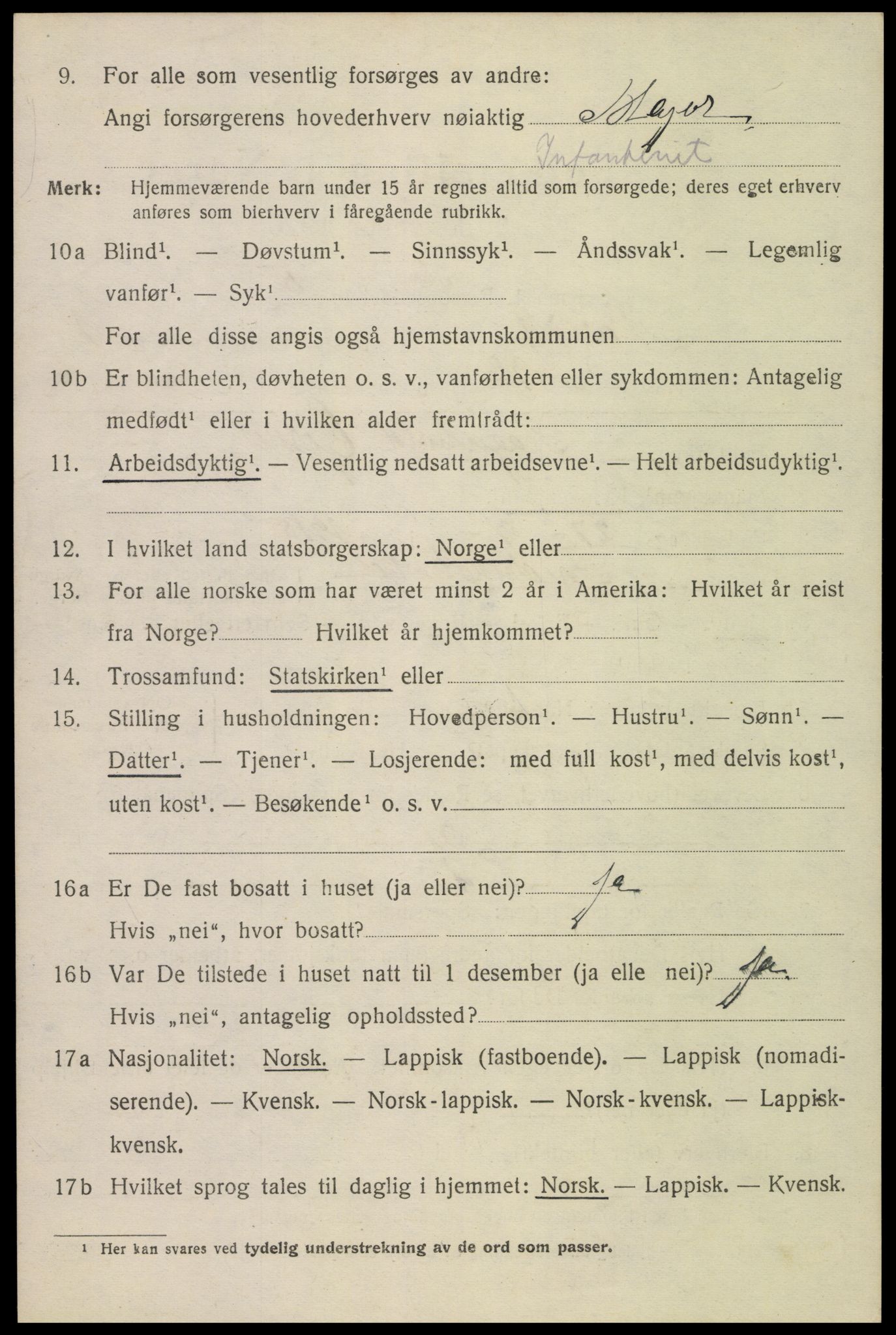 SAT, 1920 census for Narvik, 1920, p. 5807