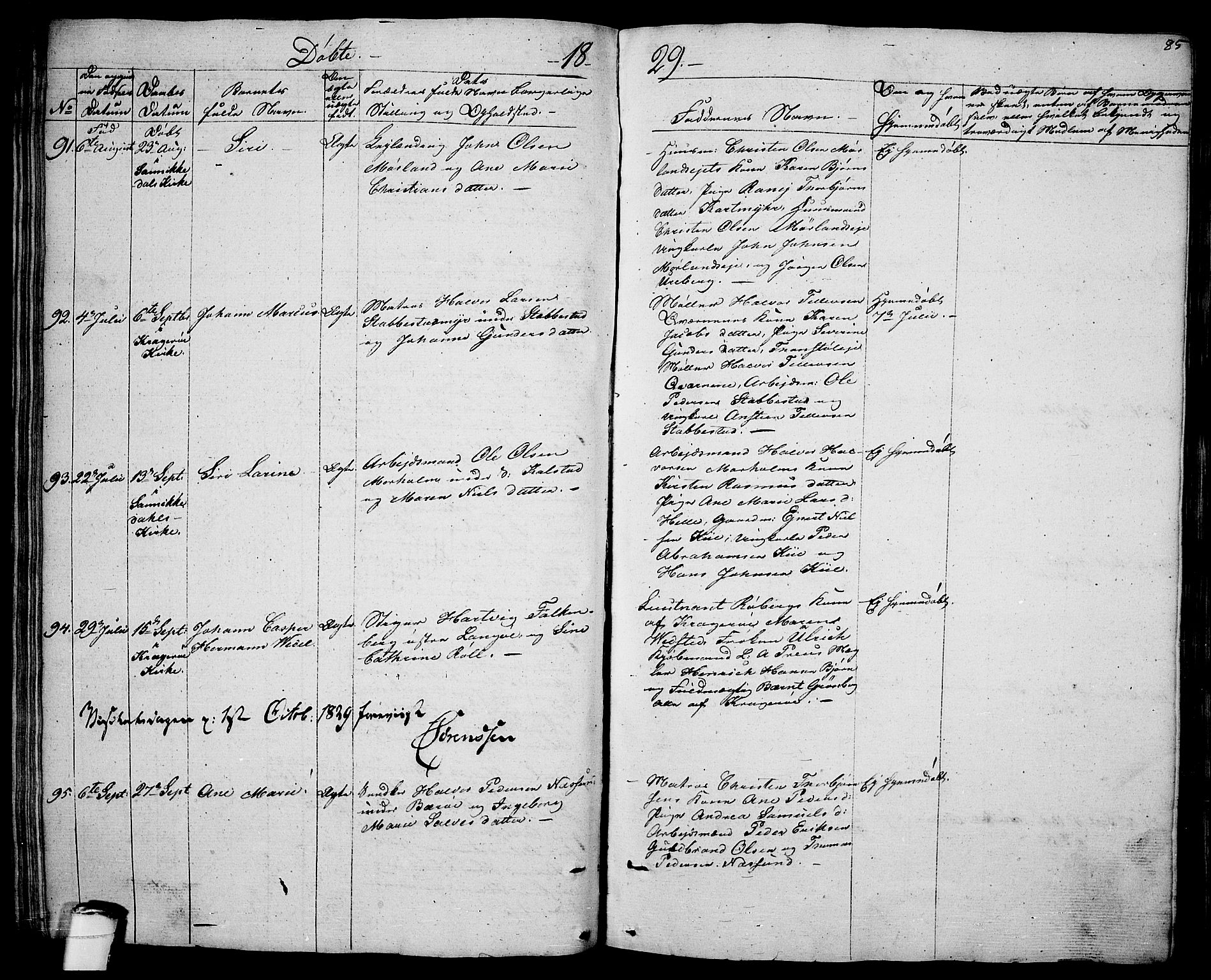 Sannidal kirkebøker, SAKO/A-296/F/Fa/L0005: Parish register (official) no. 5, 1823-1830, p. 85