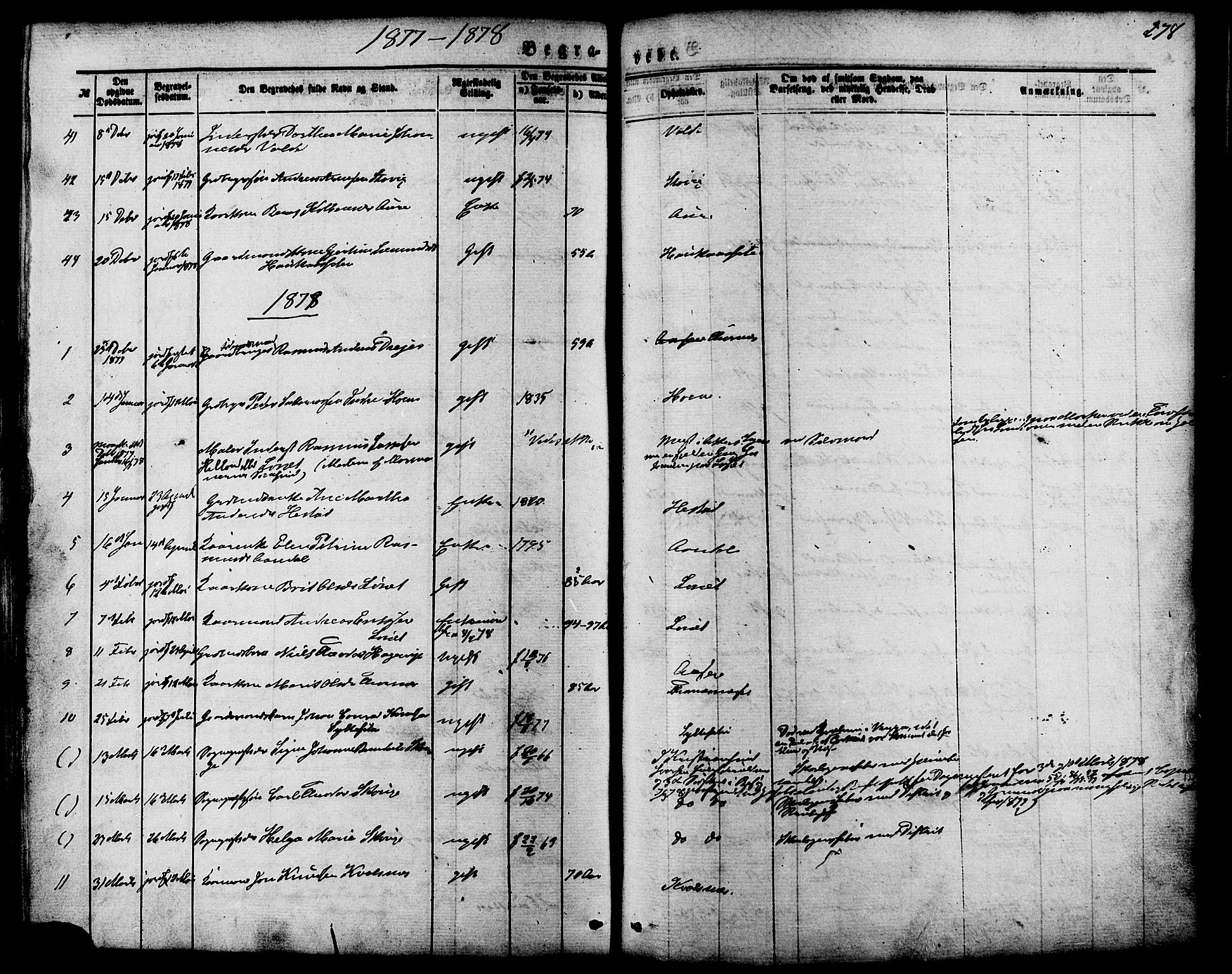 Ministerialprotokoller, klokkerbøker og fødselsregistre - Møre og Romsdal, SAT/A-1454/565/L0749: Parish register (official) no. 565A03, 1871-1886, p. 278