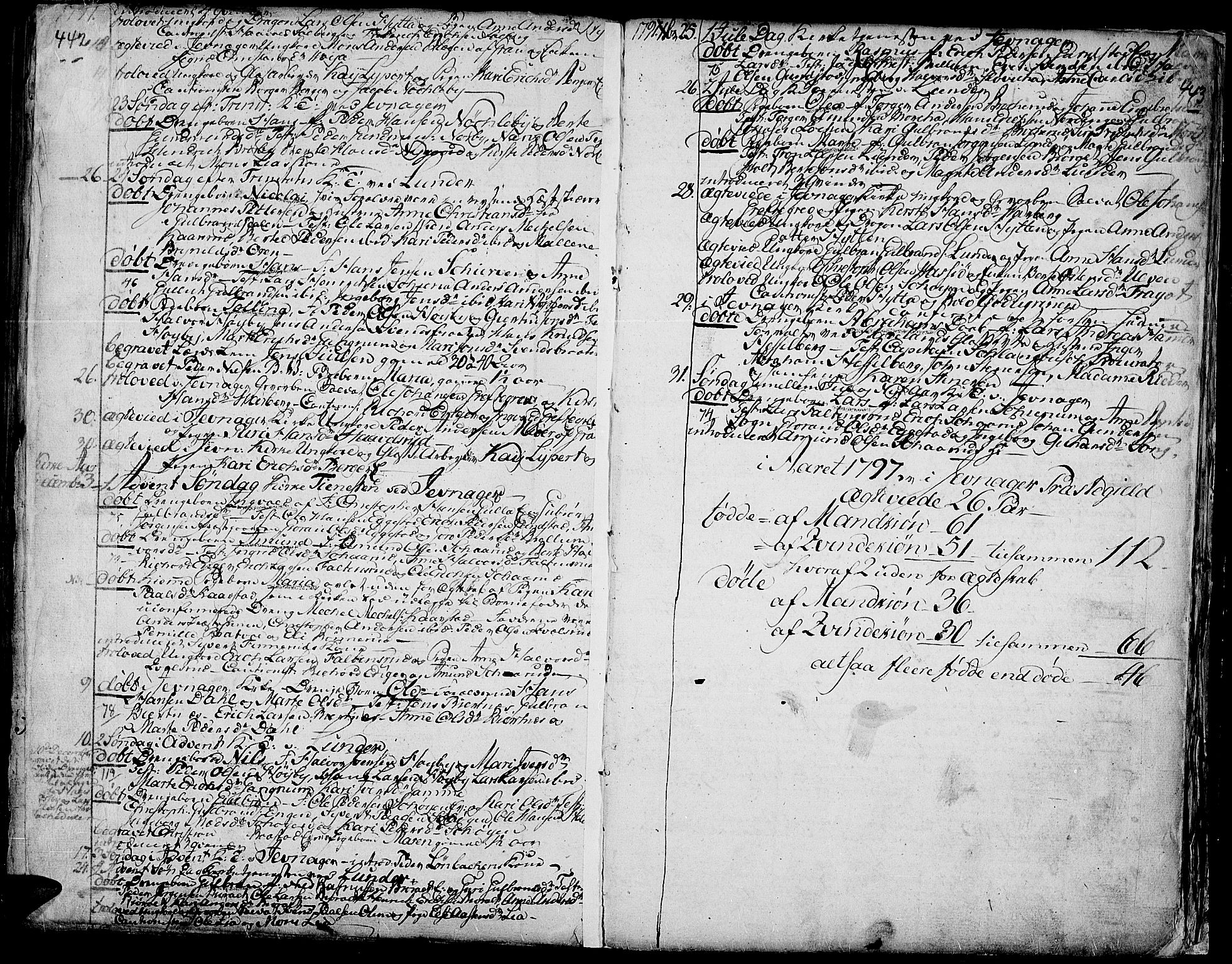 Jevnaker prestekontor, SAH/PREST-116/H/Ha/Haa/L0003: Parish register (official) no. 3, 1752-1799, p. 442-443