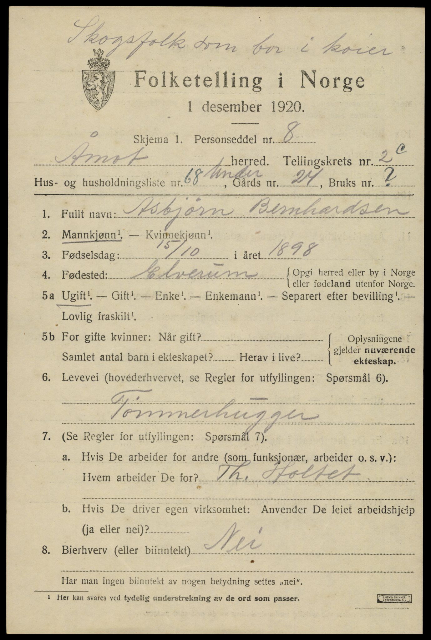 SAH, 1920 census for Åmot, 1920, p. 5841