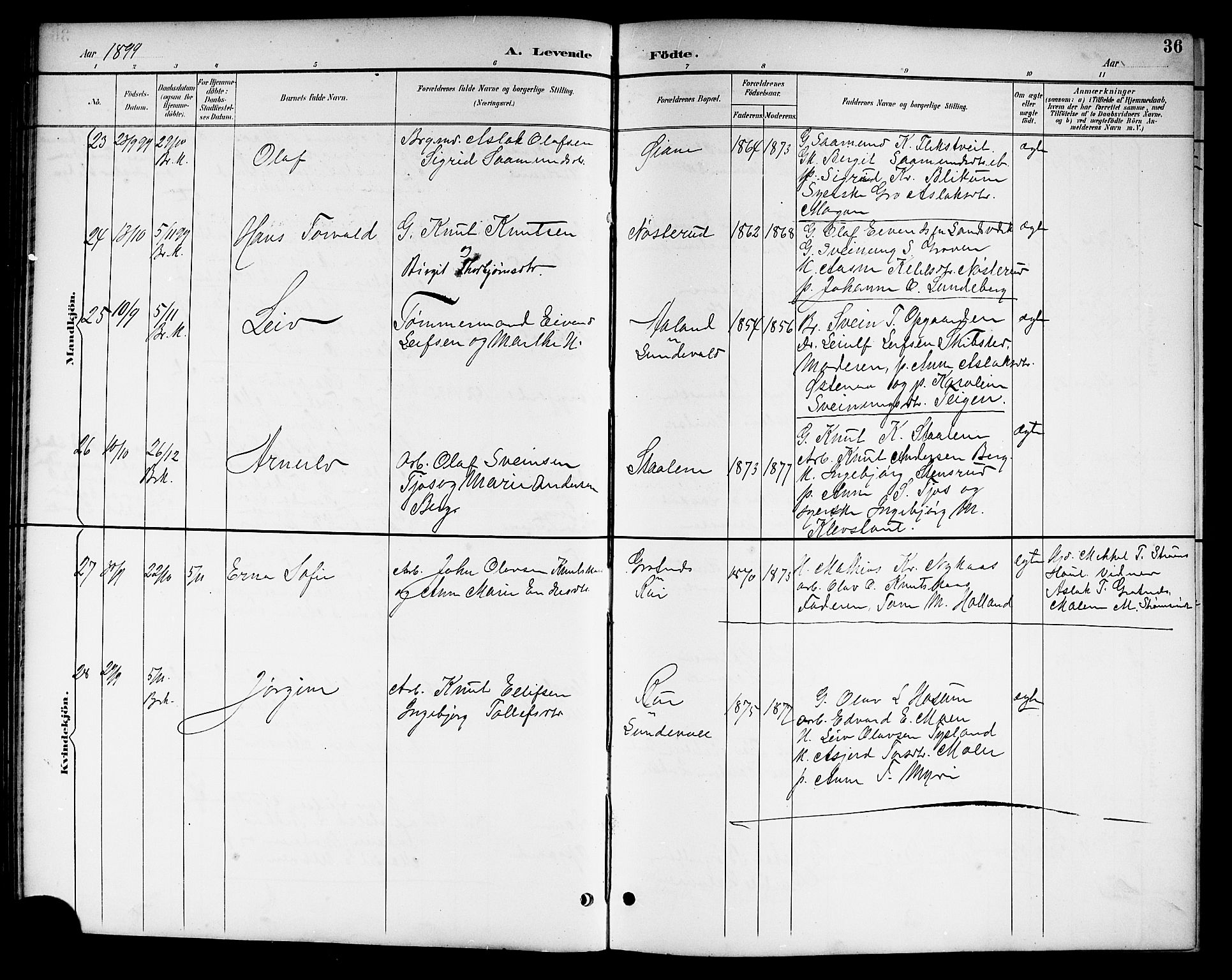 Kviteseid kirkebøker, SAKO/A-276/G/Ga/L0002: Parish register (copy) no. I 2, 1893-1918, p. 36