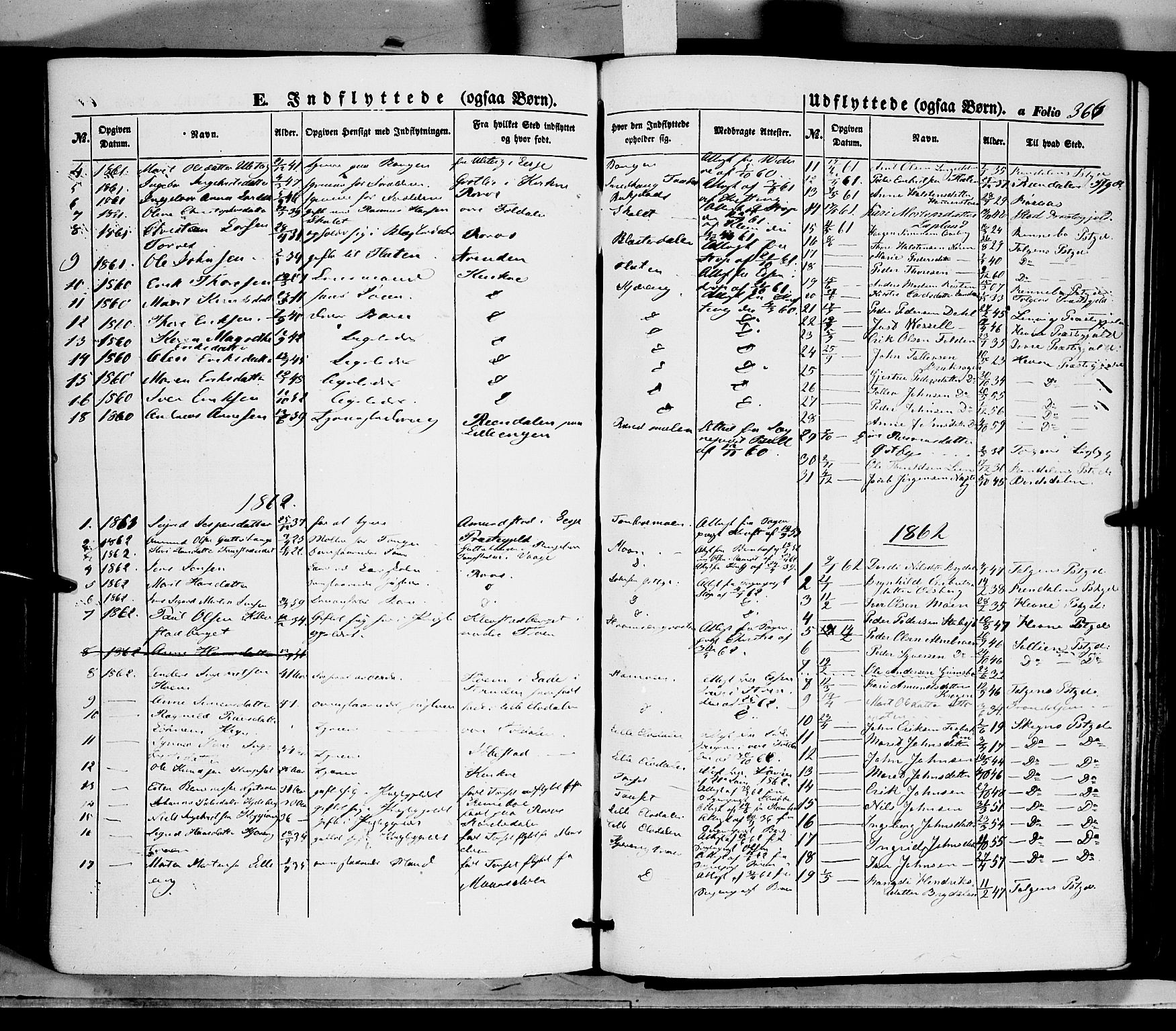 Tynset prestekontor, SAH/PREST-058/H/Ha/Haa/L0020: Parish register (official) no. 20, 1848-1862, p. 366