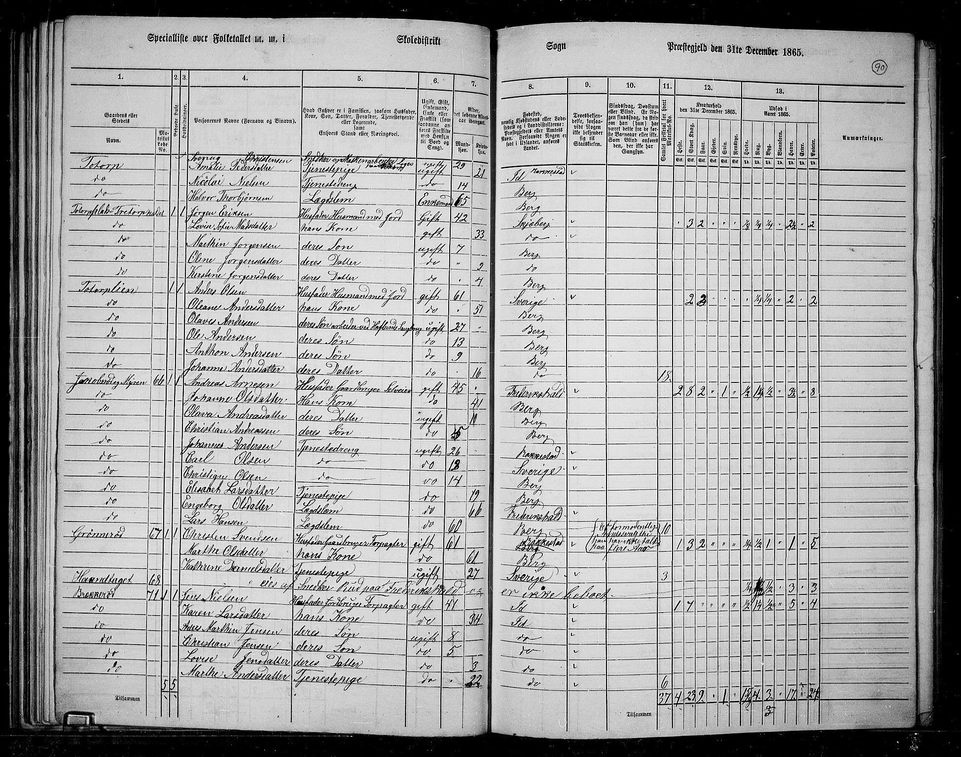 RA, 1865 census for Berg, 1865, p. 79