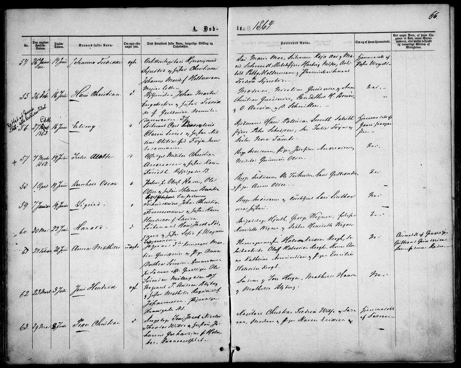 Garnisonsmenigheten Kirkebøker, SAO/A-10846/F/Fa/L0010: Parish register (official) no. 10, 1859-1869, p. 66