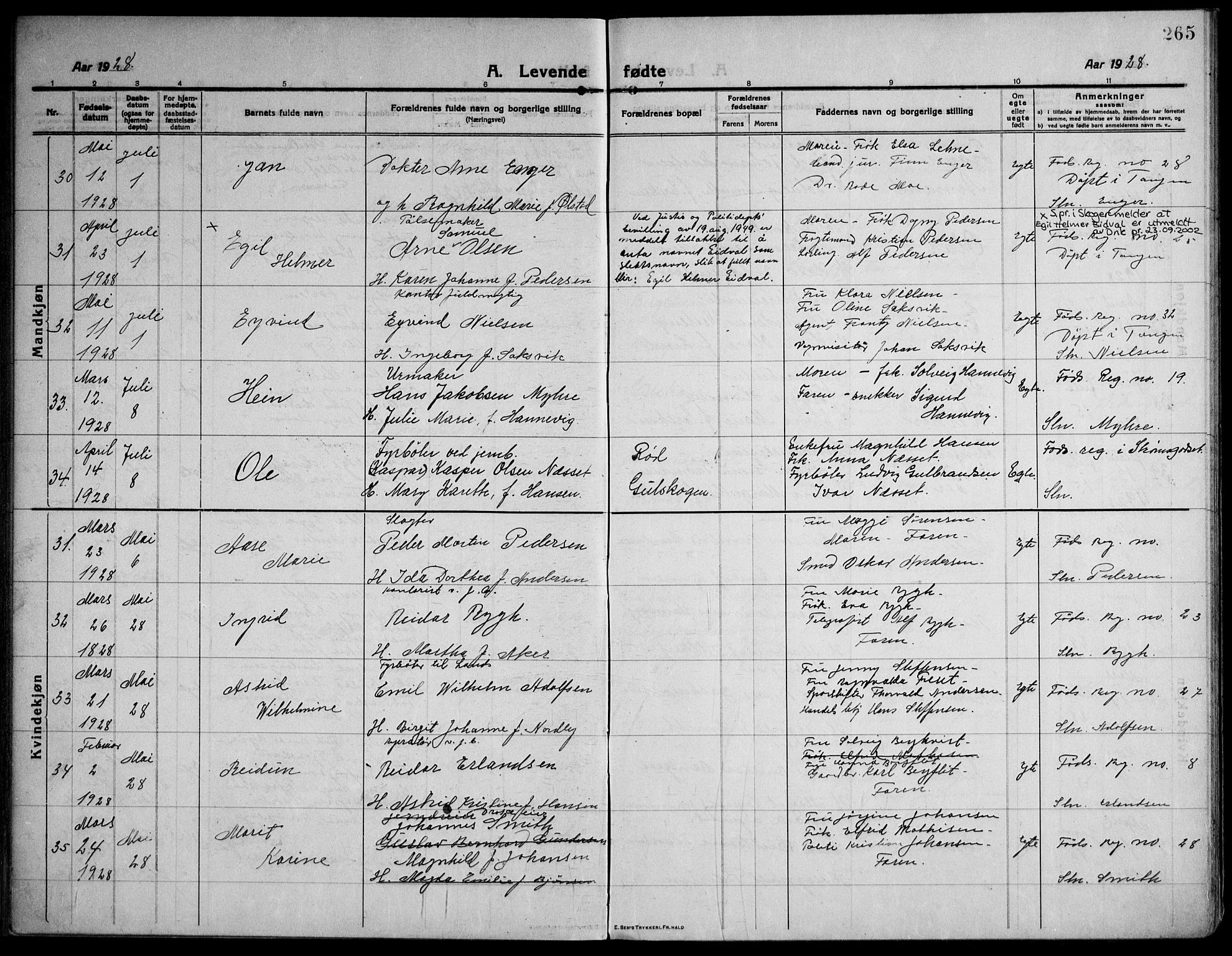 Strømsø kirkebøker, AV/SAKO-A-246/F/Fa/L0029: Parish register (official) no. I 27, 1915-1930, p. 265