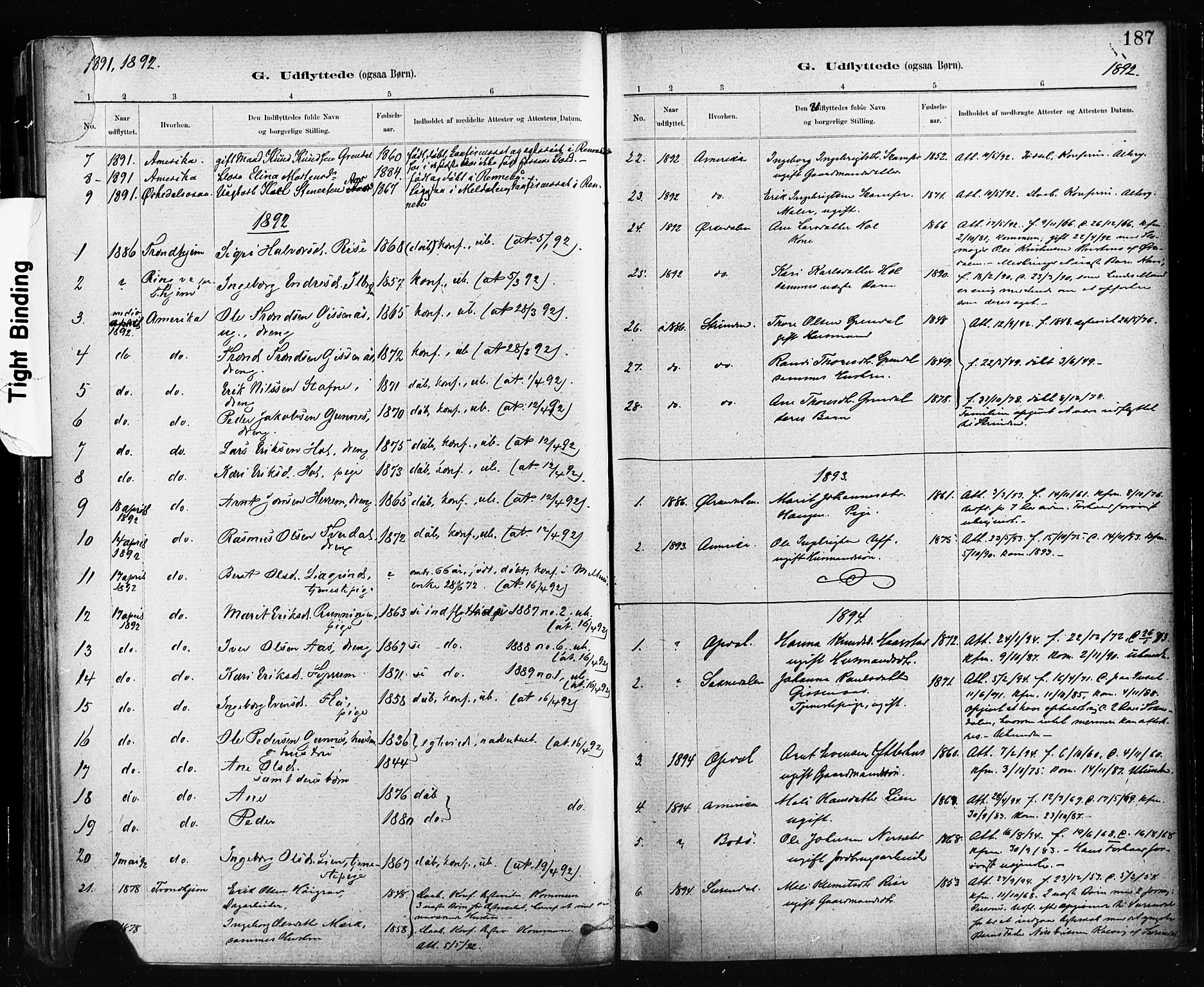 Ministerialprotokoller, klokkerbøker og fødselsregistre - Sør-Trøndelag, SAT/A-1456/674/L0871: Parish register (official) no. 674A03, 1880-1896, p. 187