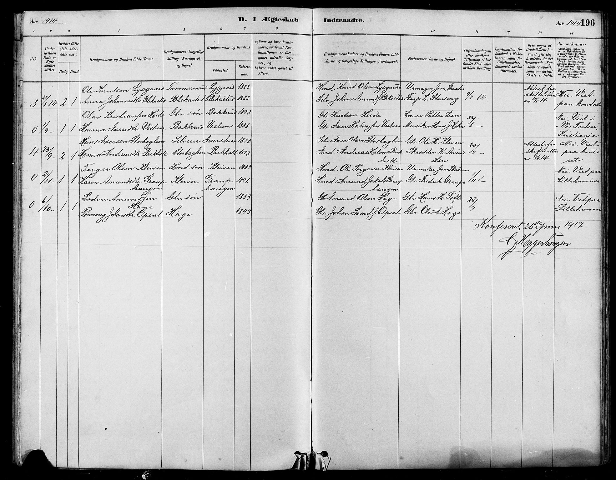 Nord-Fron prestekontor, SAH/PREST-080/H/Ha/Hab/L0005: Parish register (copy) no. 5, 1884-1914, p. 196