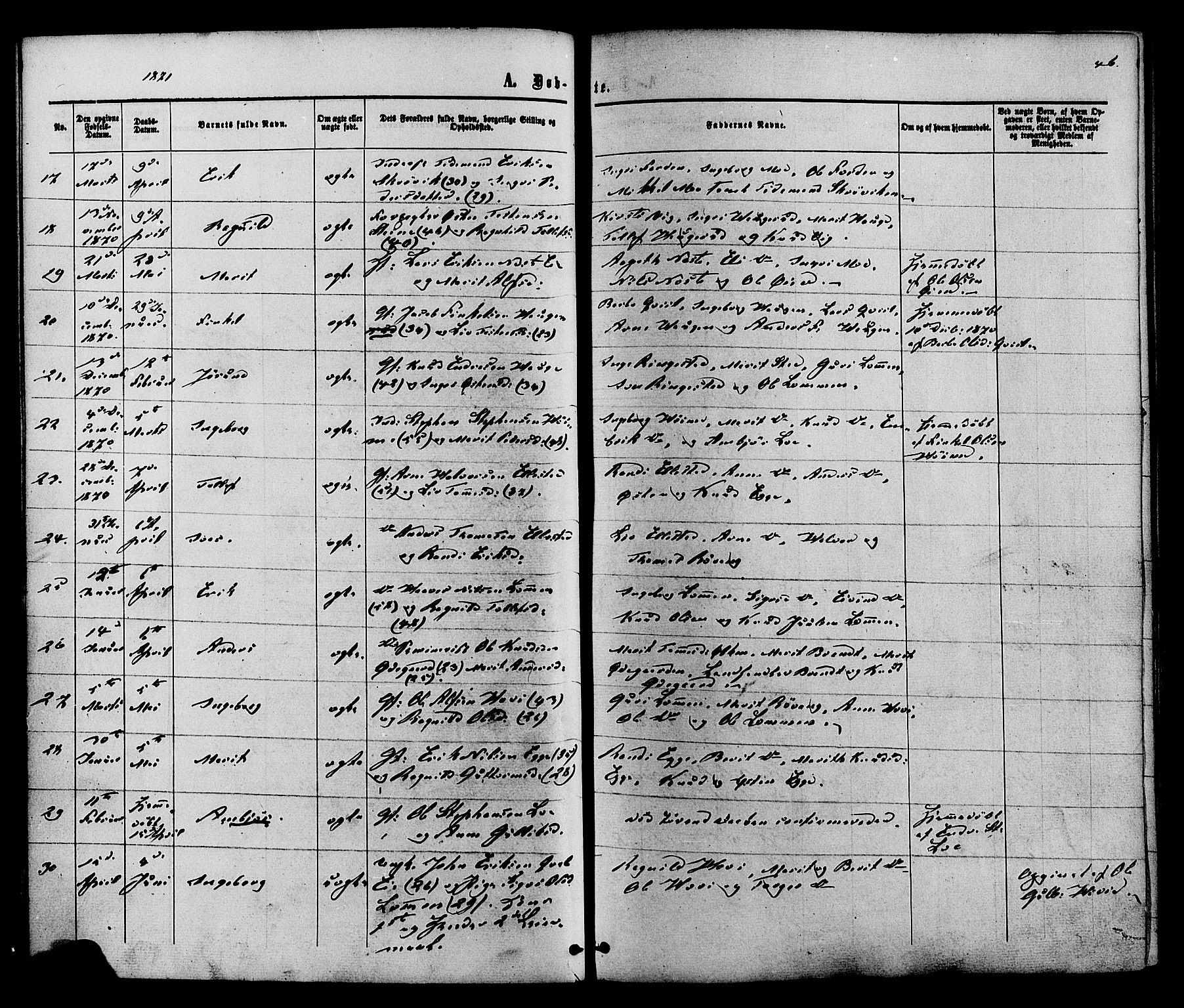 Vestre Slidre prestekontor, SAH/PREST-136/H/Ha/Haa/L0003: Parish register (official) no. 3, 1865-1880, p. 46