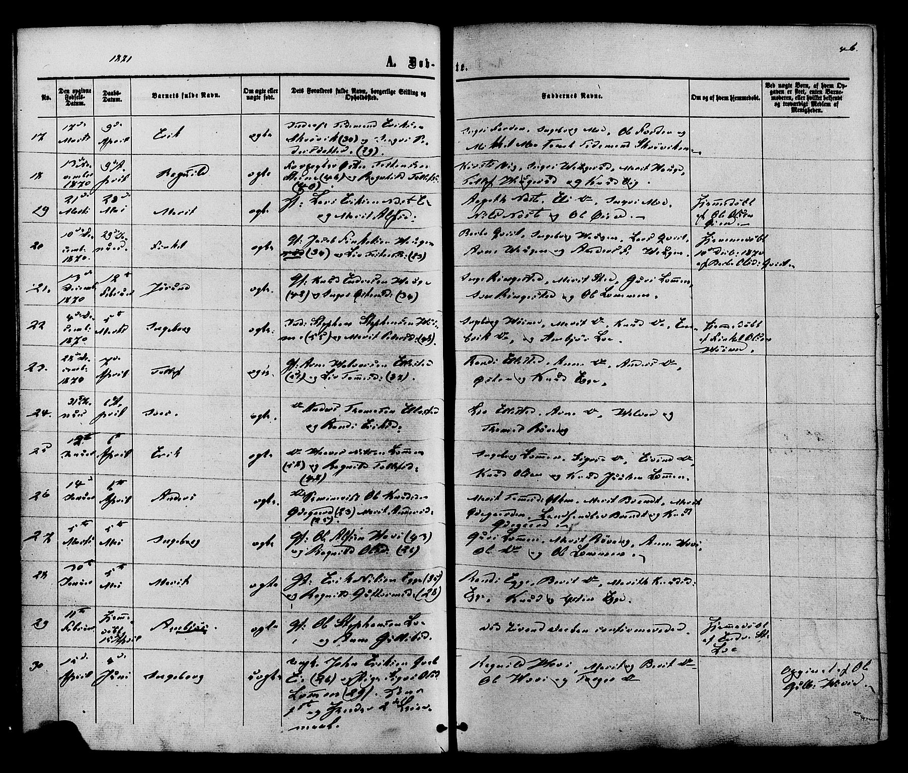 Vestre Slidre prestekontor, AV/SAH-PREST-136/H/Ha/Haa/L0003: Parish register (official) no. 3, 1865-1880, p. 46