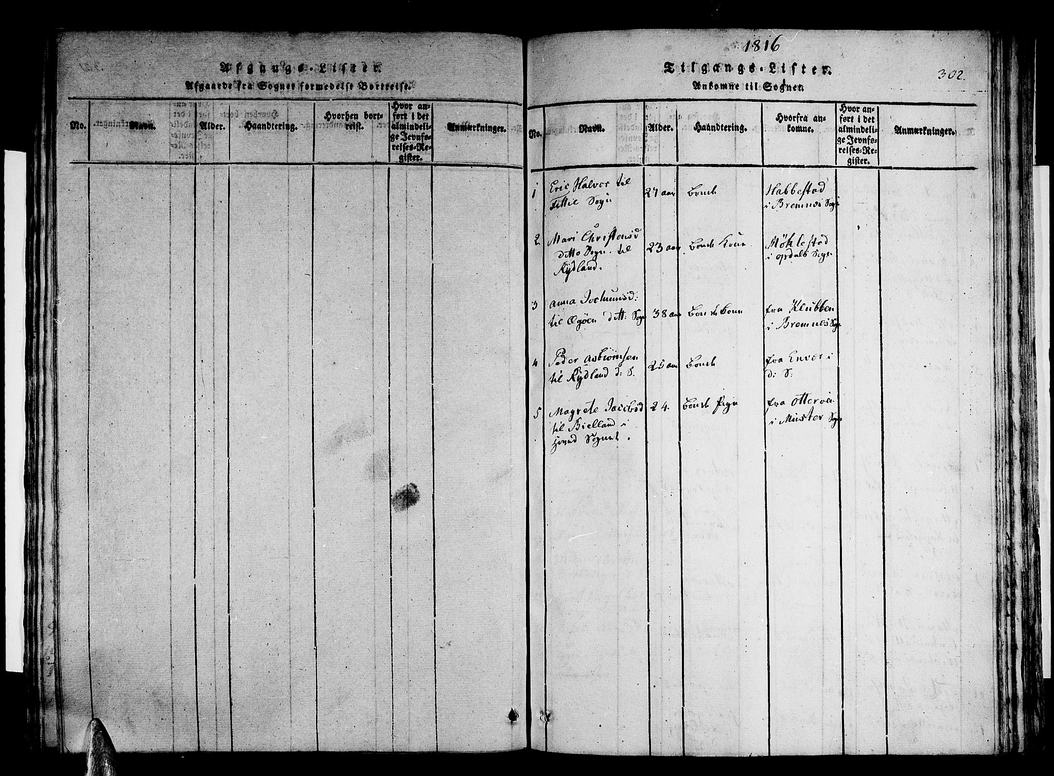 Stord sokneprestembete, SAB/A-78201/H/Haa: Parish register (official) no. A 5, 1816-1825, p. 302