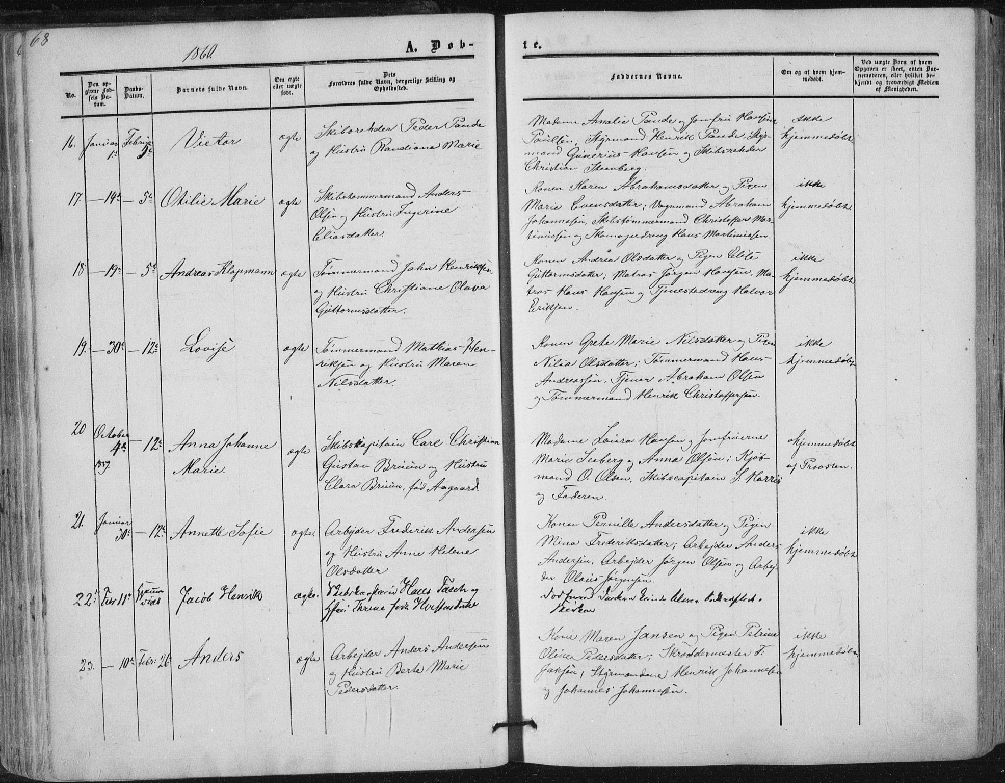 Tønsberg kirkebøker, AV/SAKO-A-330/F/Fa/L0008: Parish register (official) no. I 8, 1855-1864, p. 68