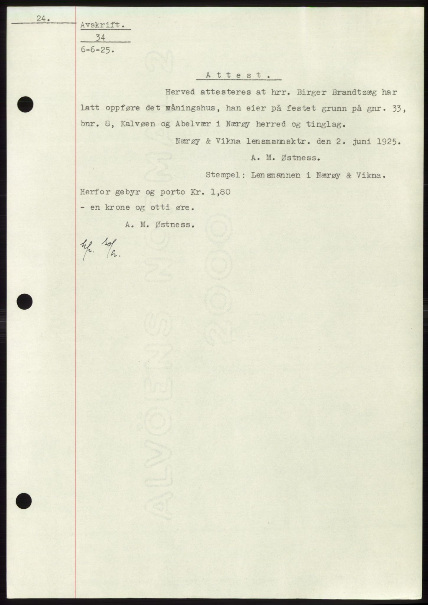 Namdal sorenskriveri, SAT/A-4133/1/2/2C: Mortgage book no. -, 1922-1925, Deed date: 06.06.1925