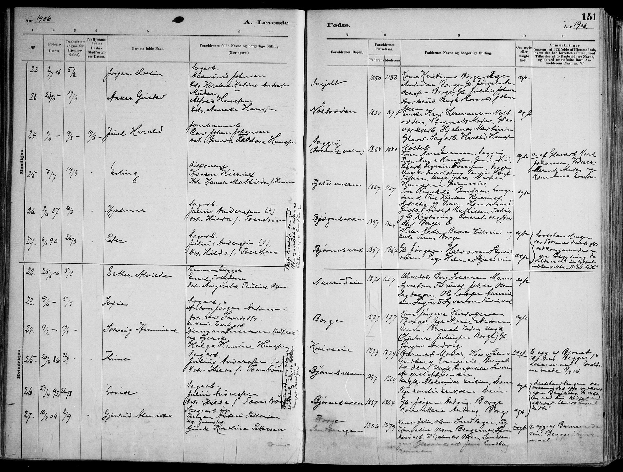 Skoger kirkebøker, AV/SAKO-A-59/F/Fa/L0006: Parish register (official) no. I 6, 1885-1910, p. 151