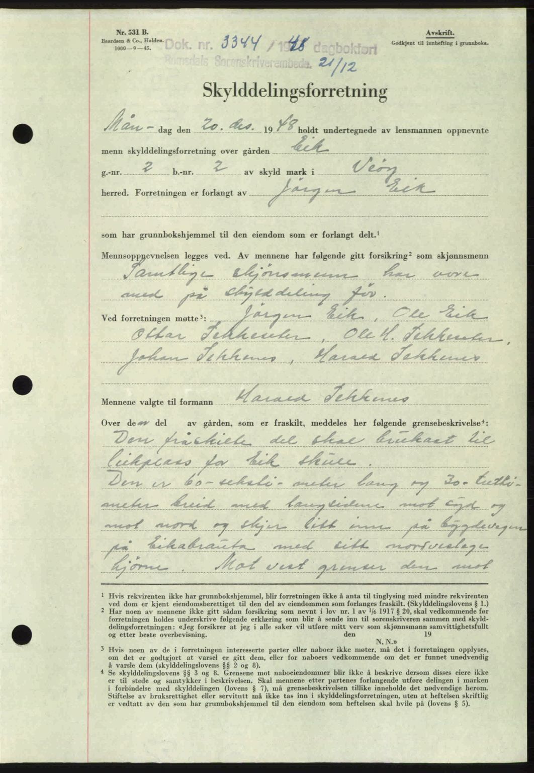 Romsdal sorenskriveri, AV/SAT-A-4149/1/2/2C: Mortgage book no. A28, 1948-1949, Diary no: : 3344/1948