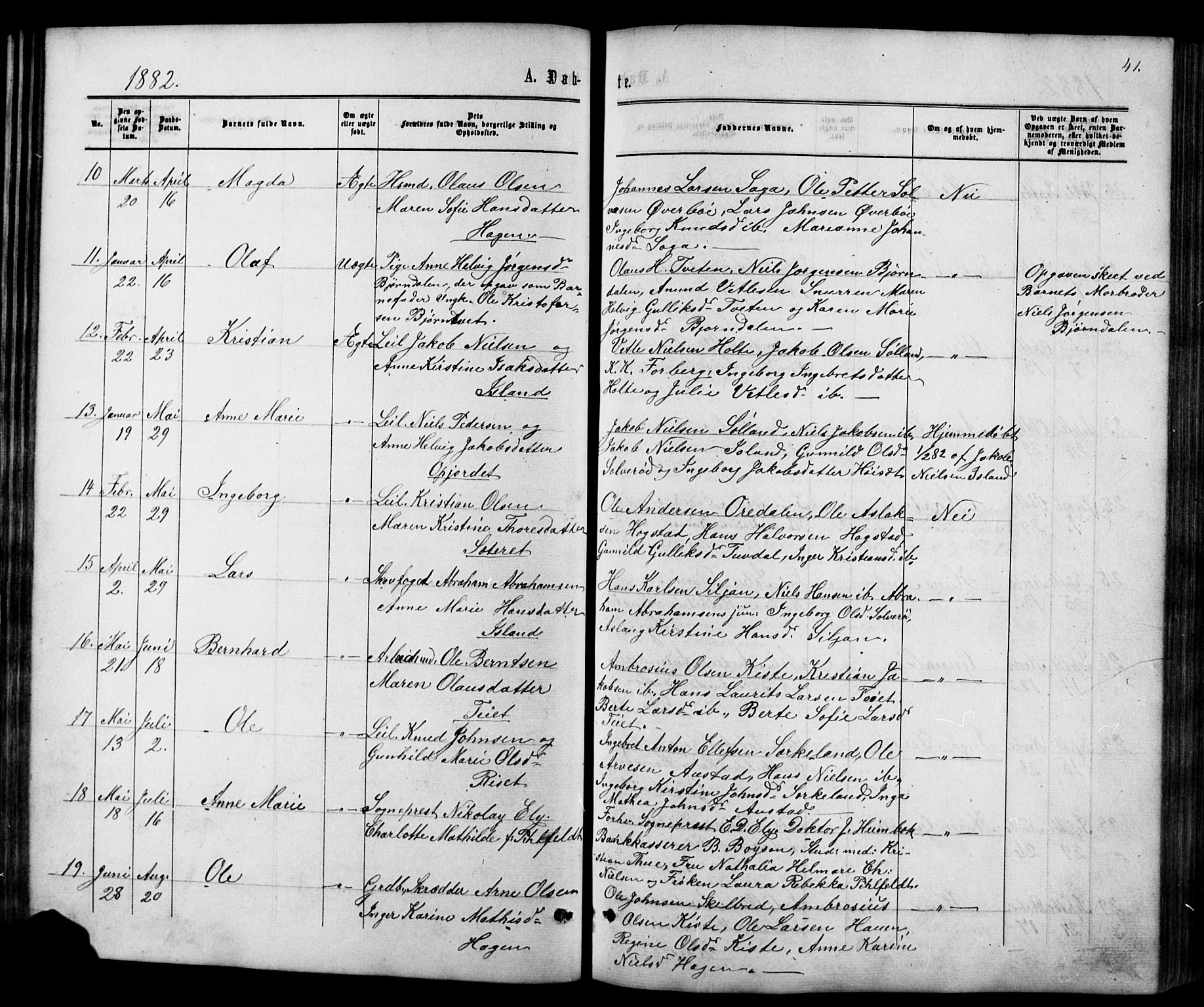 Siljan kirkebøker, SAKO/A-300/G/Ga/L0002: Parish register (copy) no. 2, 1864-1908, p. 41