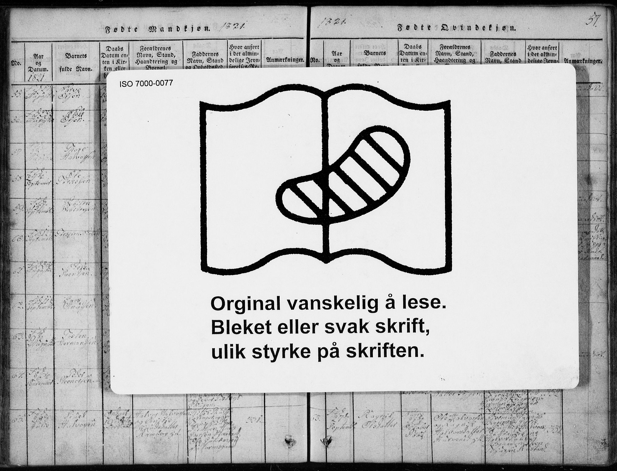 Rollag kirkebøker, AV/SAKO-A-240/G/Ga/L0001: Parish register (copy) no. I 1, 1814-1831, p. 57