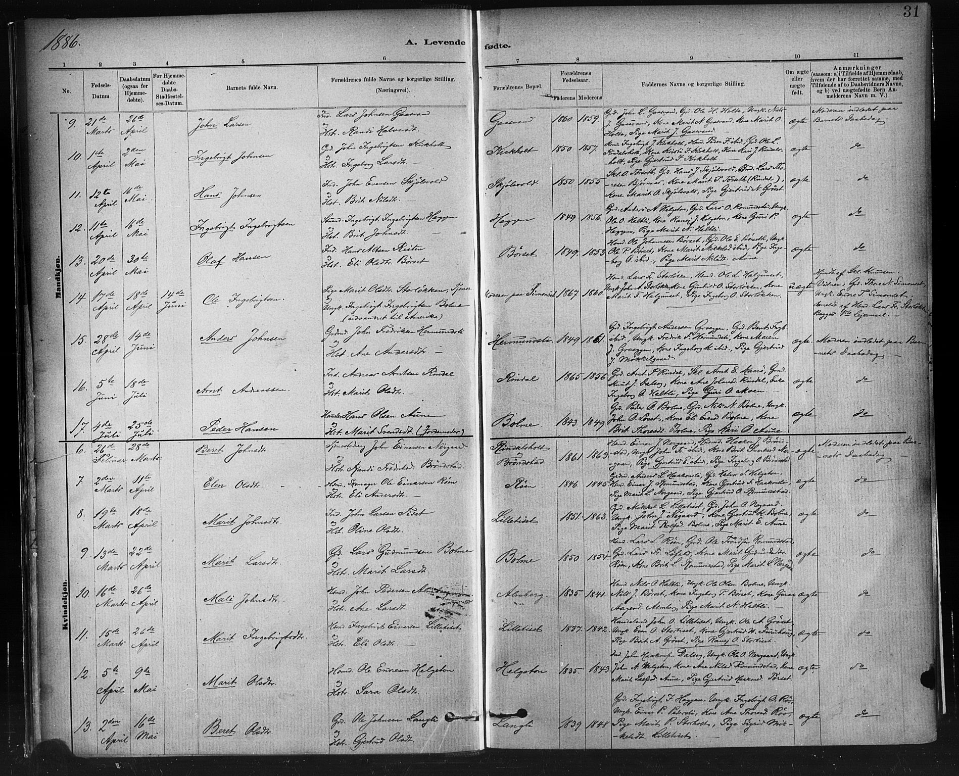 Ministerialprotokoller, klokkerbøker og fødselsregistre - Møre og Romsdal, AV/SAT-A-1454/598/L1069: Parish register (official) no. 598A03, 1882-1895, p. 31