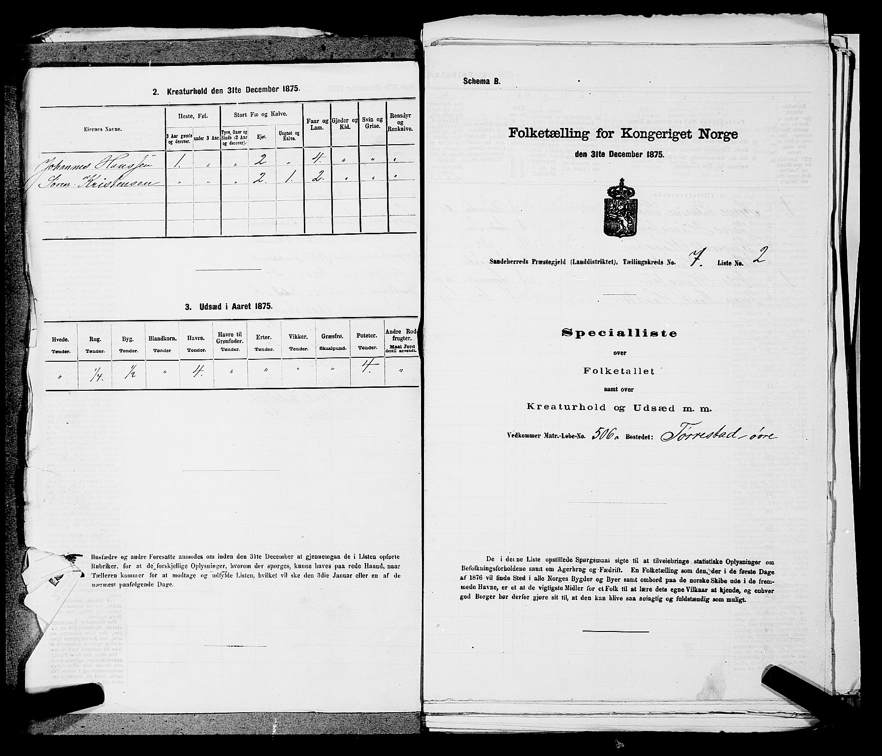 SAKO, 1875 census for 0724L Sandeherred/Sandeherred, 1875, p. 1555