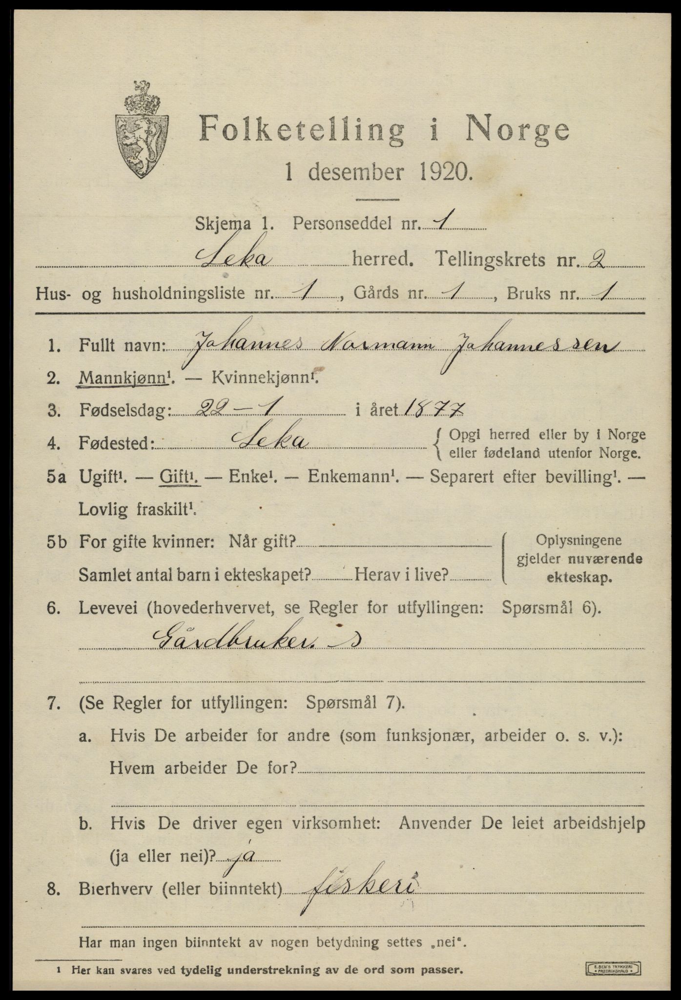 SAT, 1920 census for Leka, 1920, p. 589