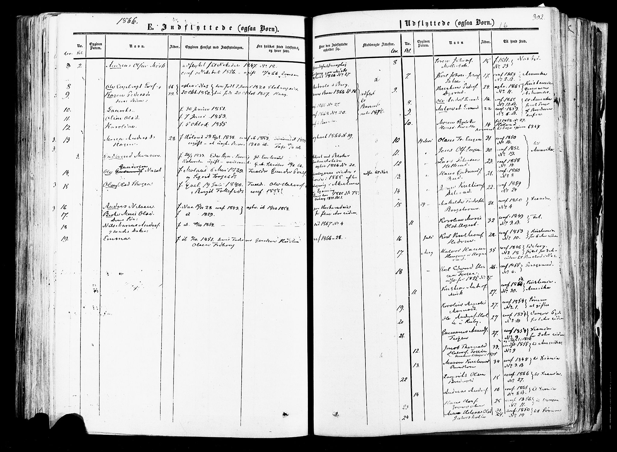 Aurskog prestekontor Kirkebøker, SAO/A-10304a/F/Fa/L0007: Parish register (official) no. I 7, 1854-1877, p. 302