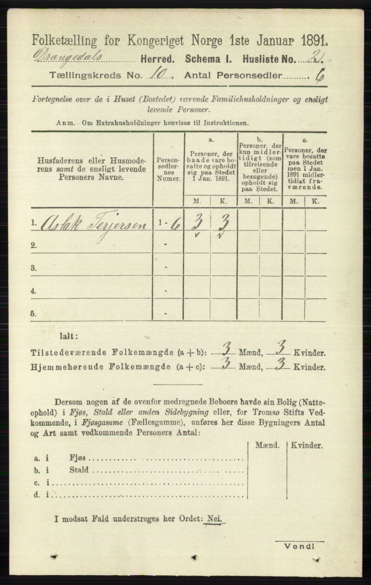 RA, 1891 census for 0817 Drangedal, 1891, p. 3348