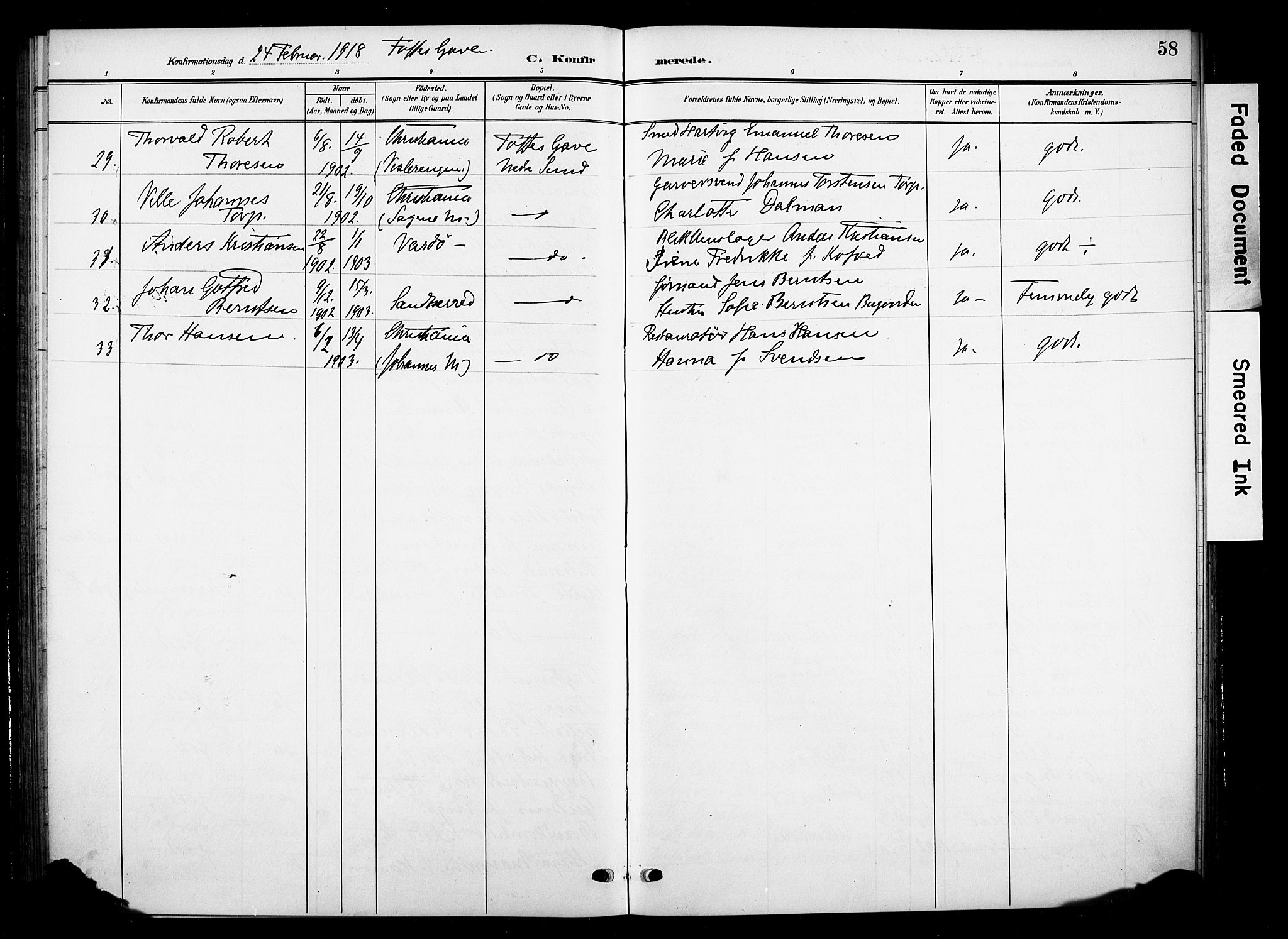 Nes prestekontor, Hedmark, AV/SAH-PREST-020/K/Ka/L0012: Parish register (official) no. 12, 1906-1920, p. 58