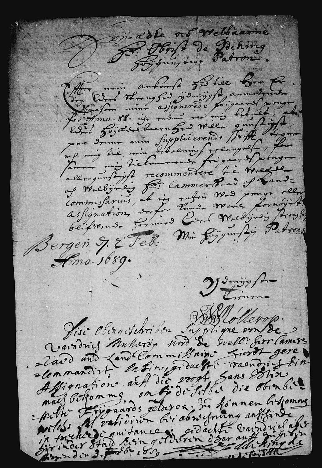 Rentekammeret inntil 1814, Reviderte regnskaper, Stiftamtstueregnskaper, Bergen stiftamt, RA/EA-6043/R/Rc/L0089: Bergen stiftamt, 1688-1689