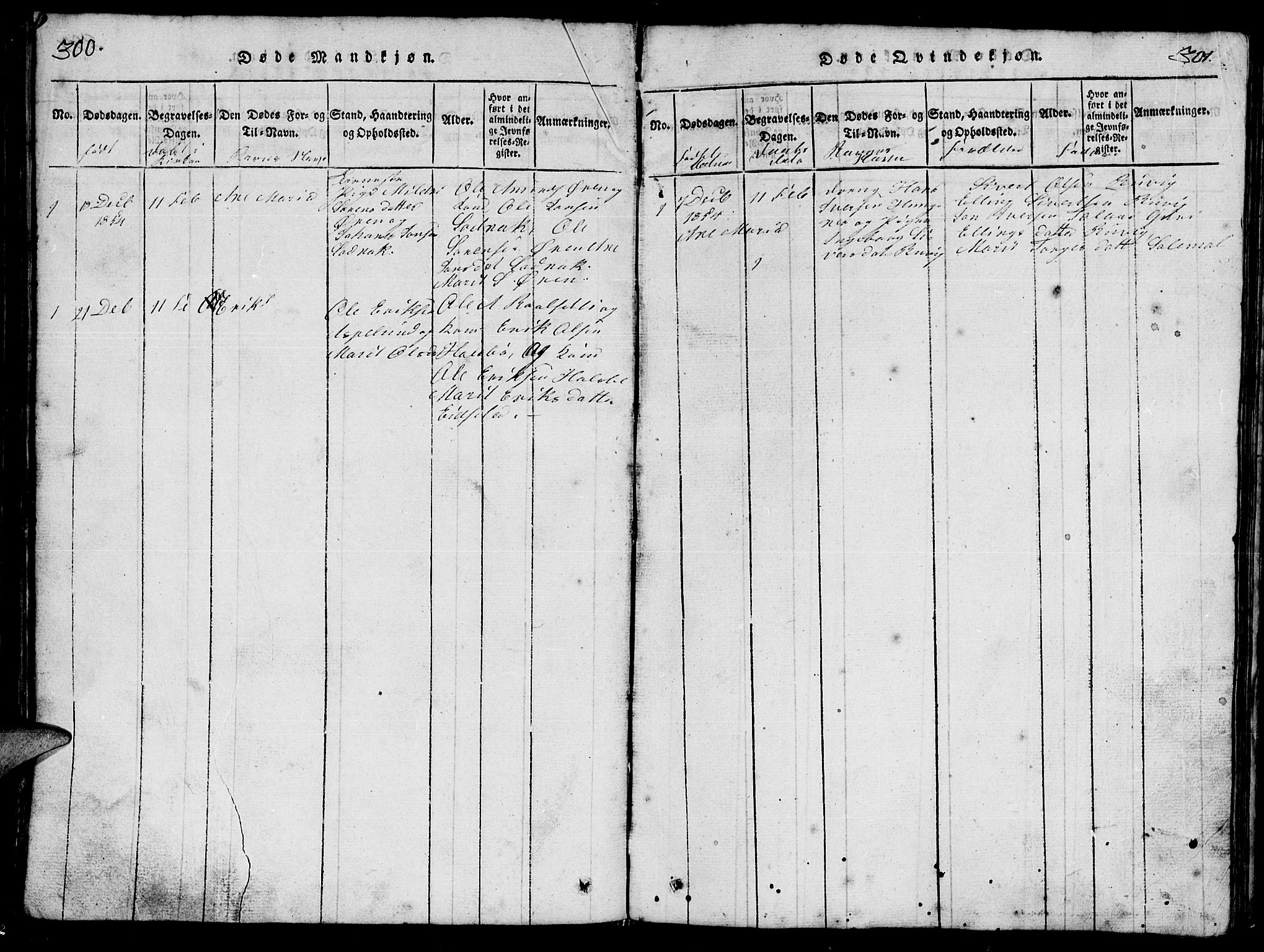 Ministerialprotokoller, klokkerbøker og fødselsregistre - Møre og Romsdal, AV/SAT-A-1454/557/L0683: Parish register (copy) no. 557C01, 1818-1862, p. 300-301