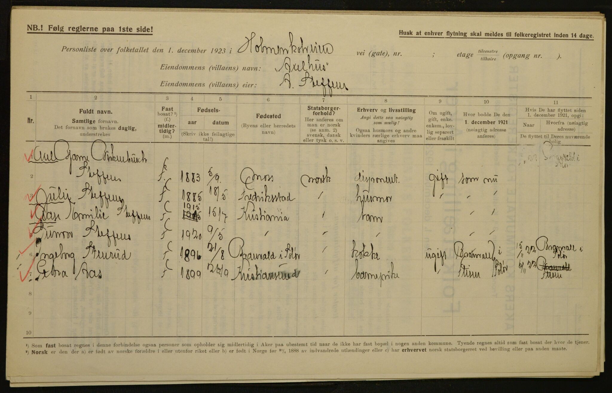 , Municipal Census 1923 for Aker, 1923, p. 2688