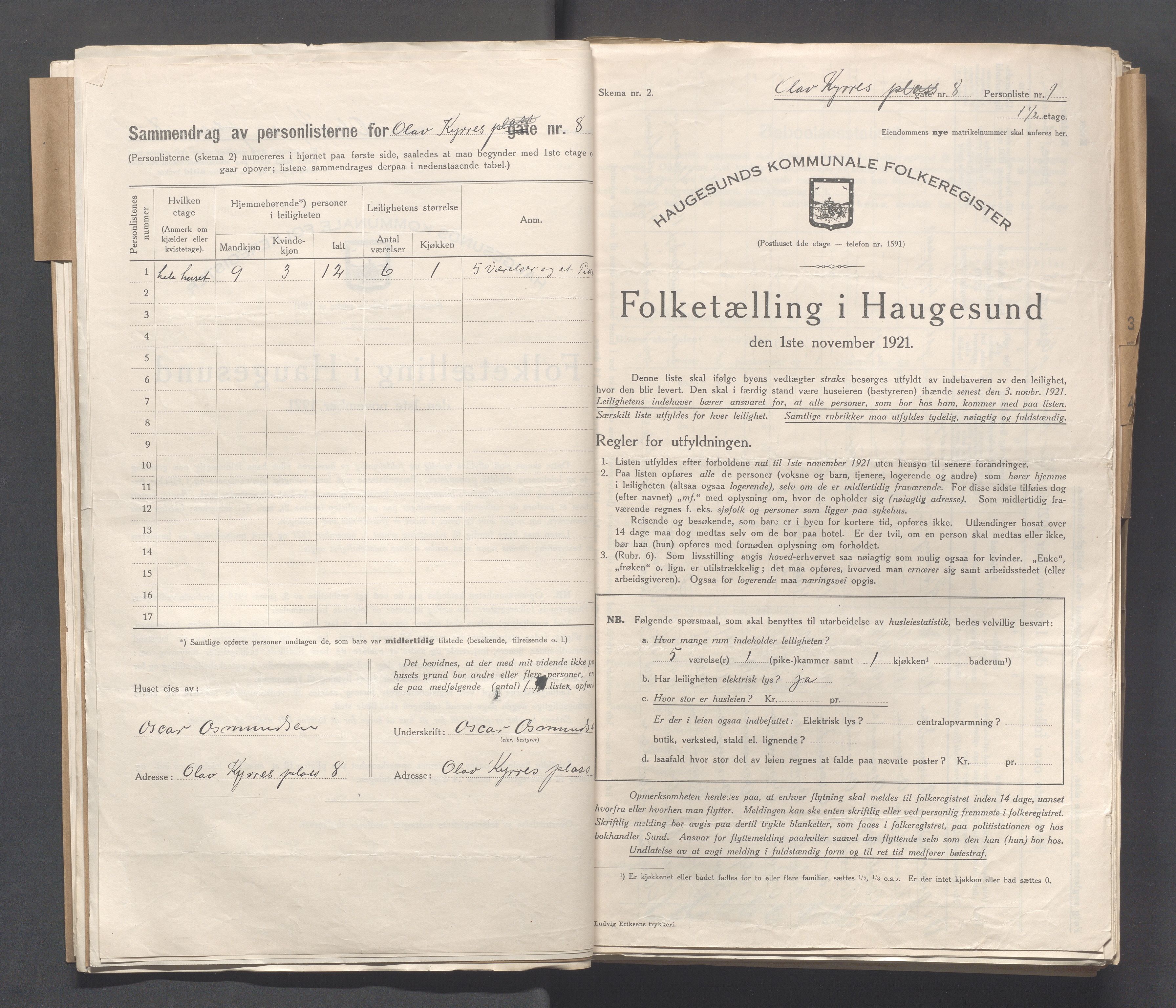 IKAR, Local census 1.11.1921 for Haugesund, 1921, p. 3221