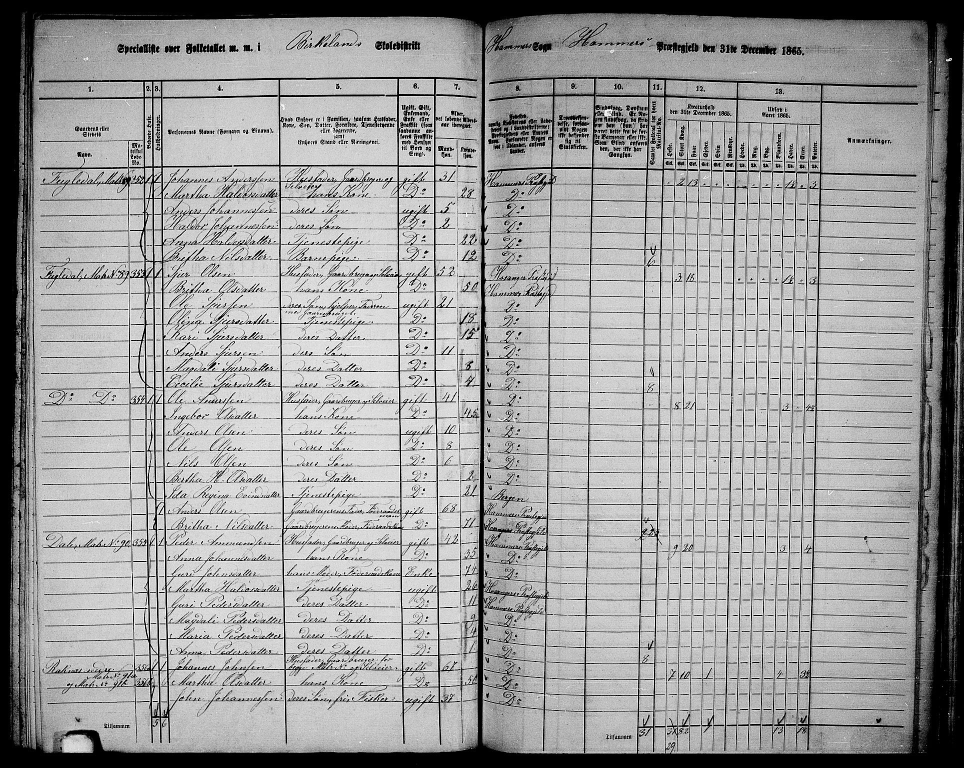 RA, 1865 census for Hamre, 1865, p. 132