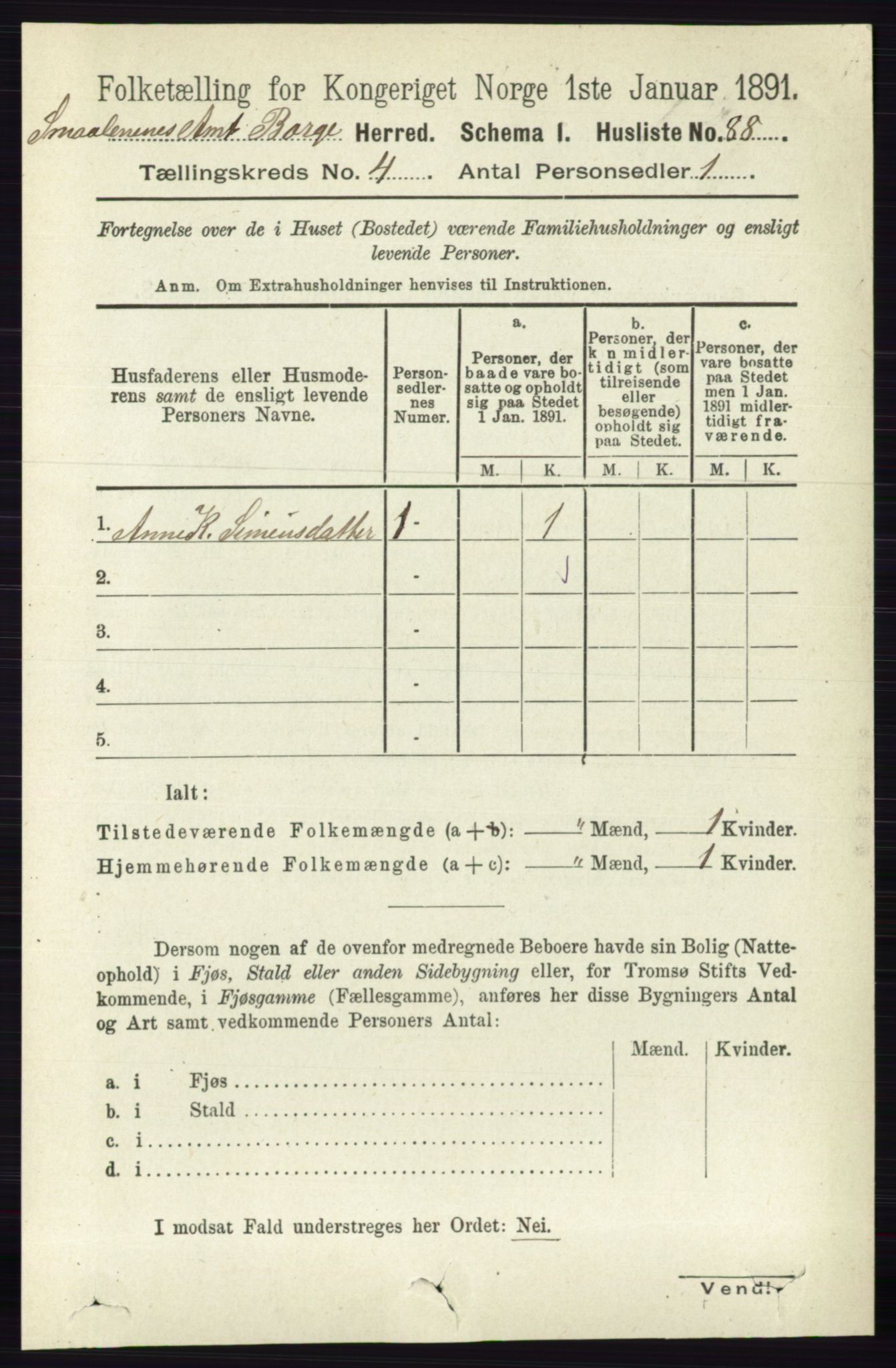 RA, 1891 census for 0113 Borge, 1891, p. 1646