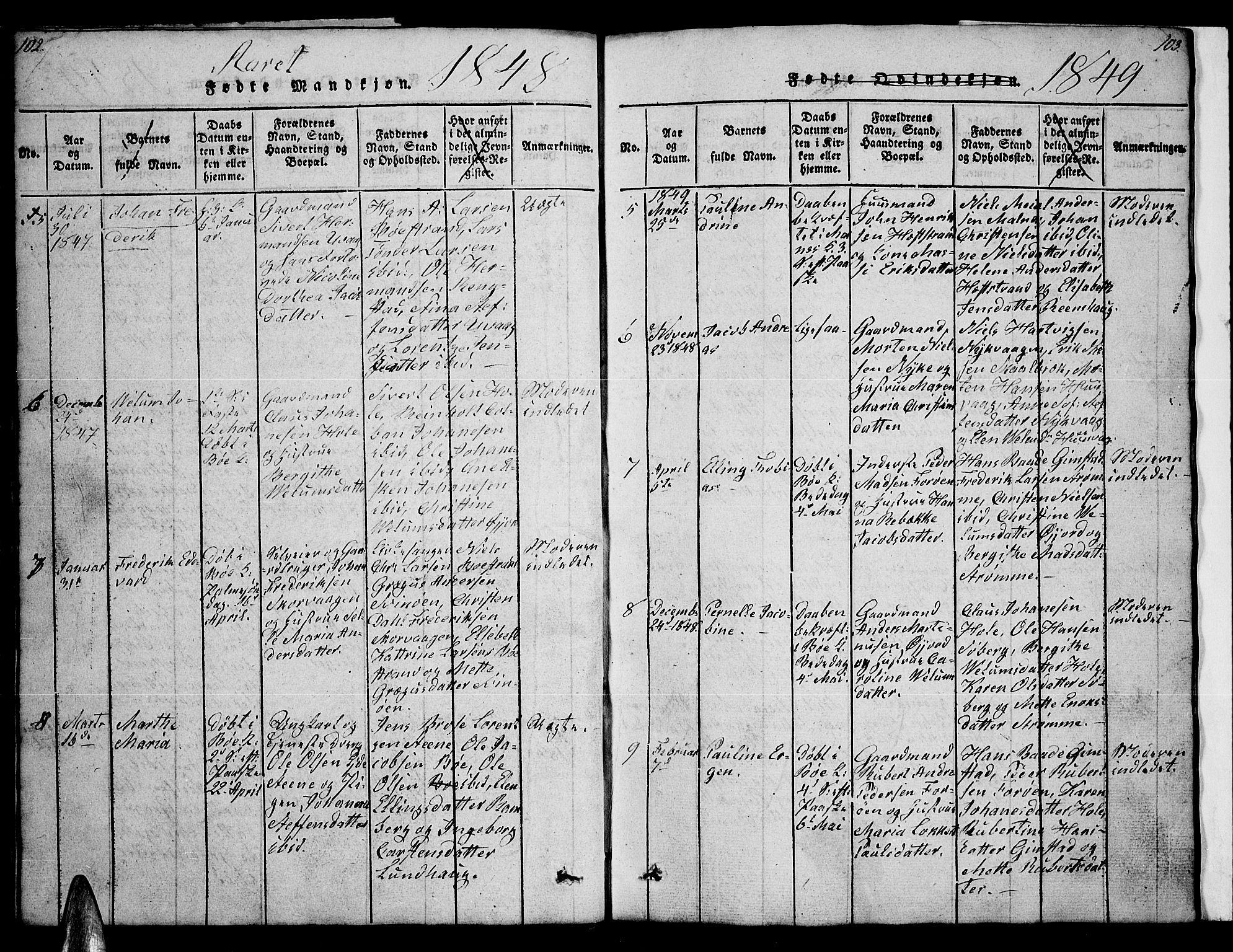 Ministerialprotokoller, klokkerbøker og fødselsregistre - Nordland, AV/SAT-A-1459/891/L1312: Parish register (copy) no. 891C01, 1820-1856, p. 102-103