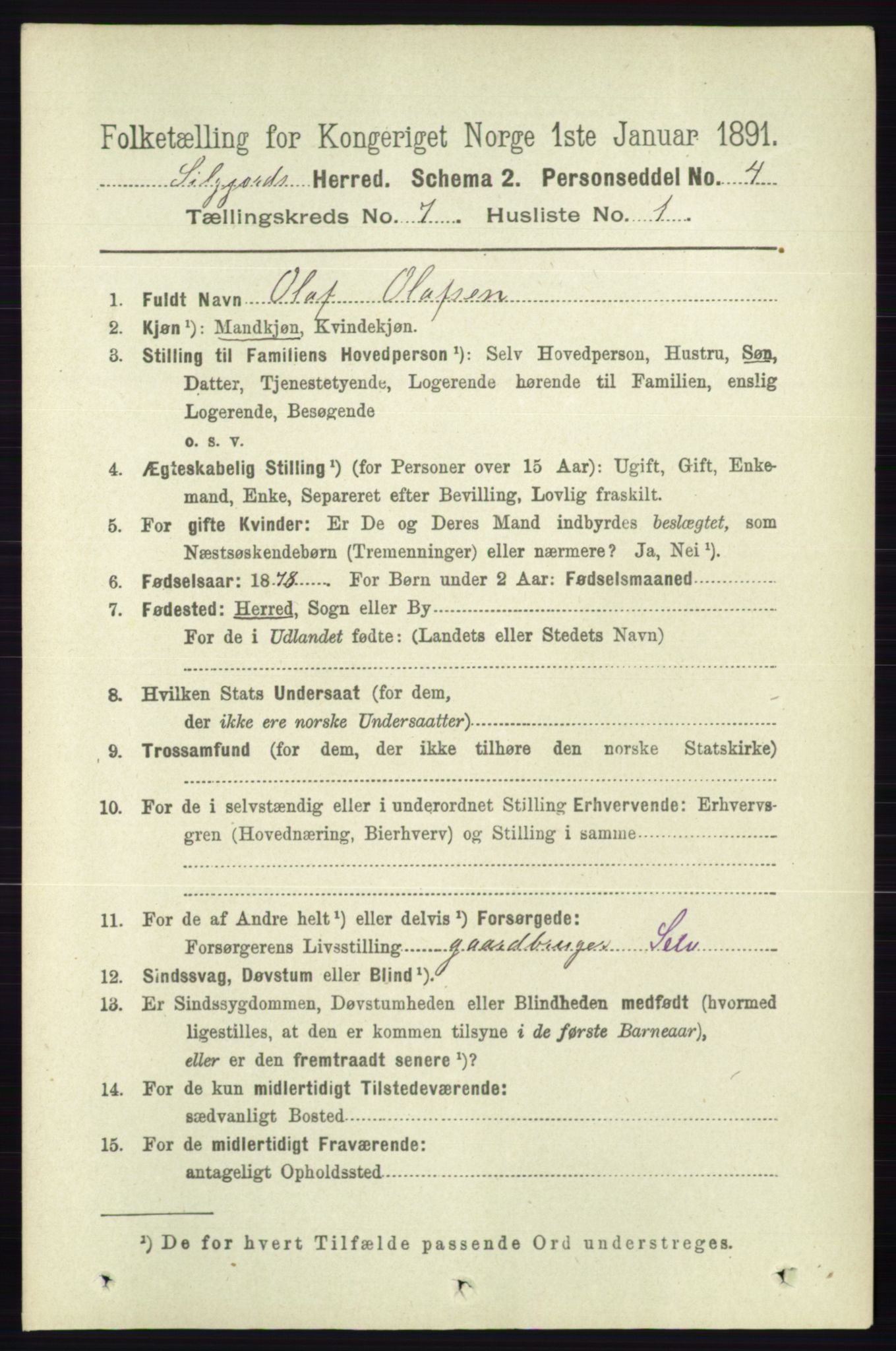 RA, 1891 census for 0828 Seljord, 1891, p. 2609