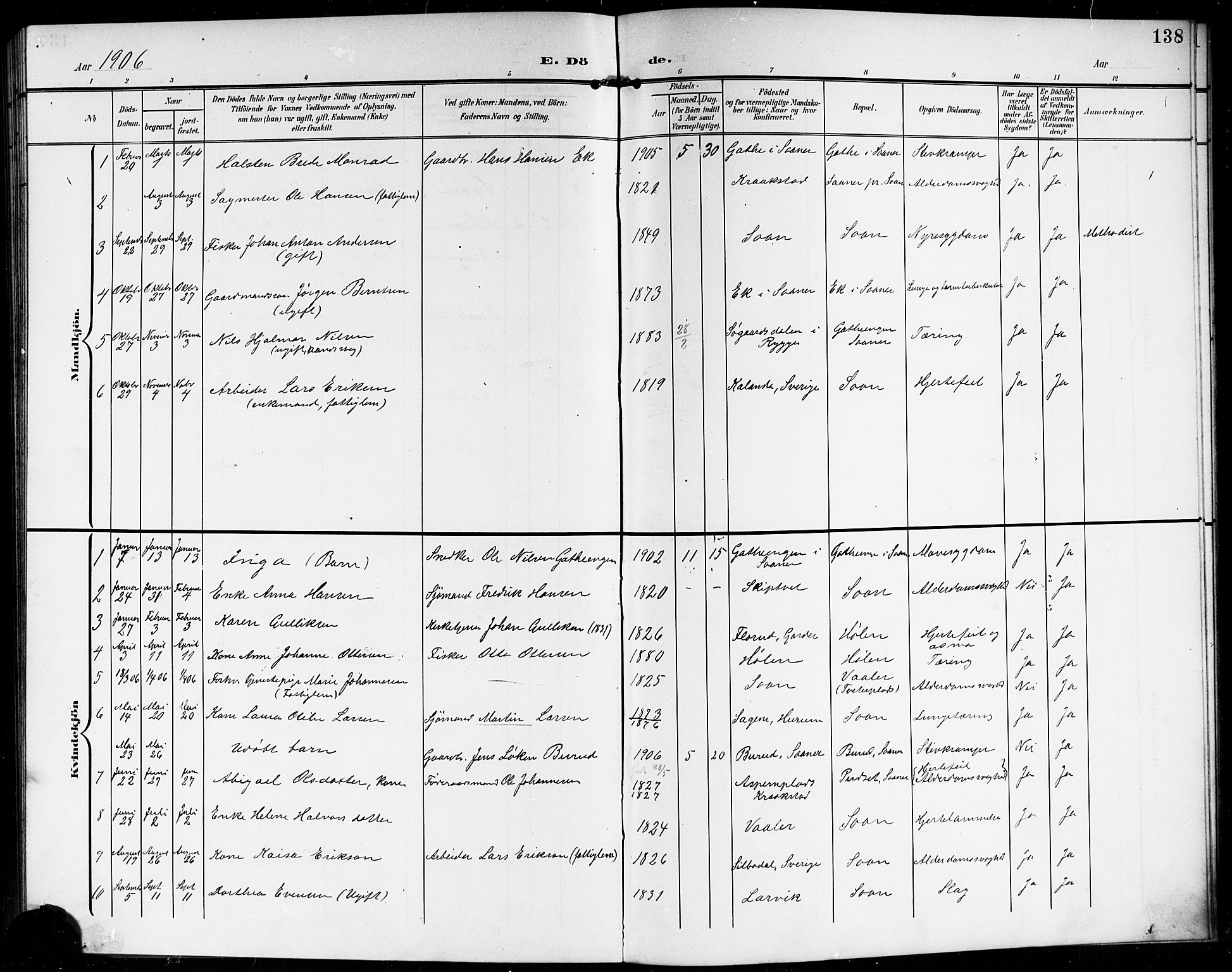 Vestby prestekontor Kirkebøker, AV/SAO-A-10893/G/Gb/L0002: Parish register (copy) no. II 2, 1903-1914, p. 138