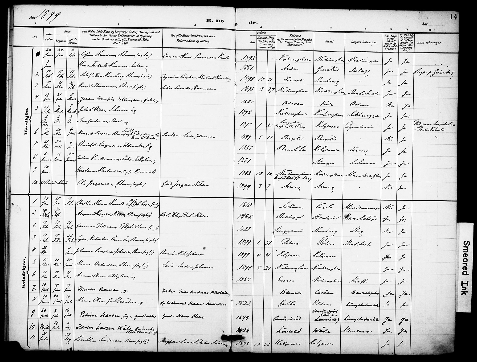 Brunlanes kirkebøker, SAKO/A-342/F/Fb/L0002: Parish register (official) no. II 2, 1895-1899, p. 14