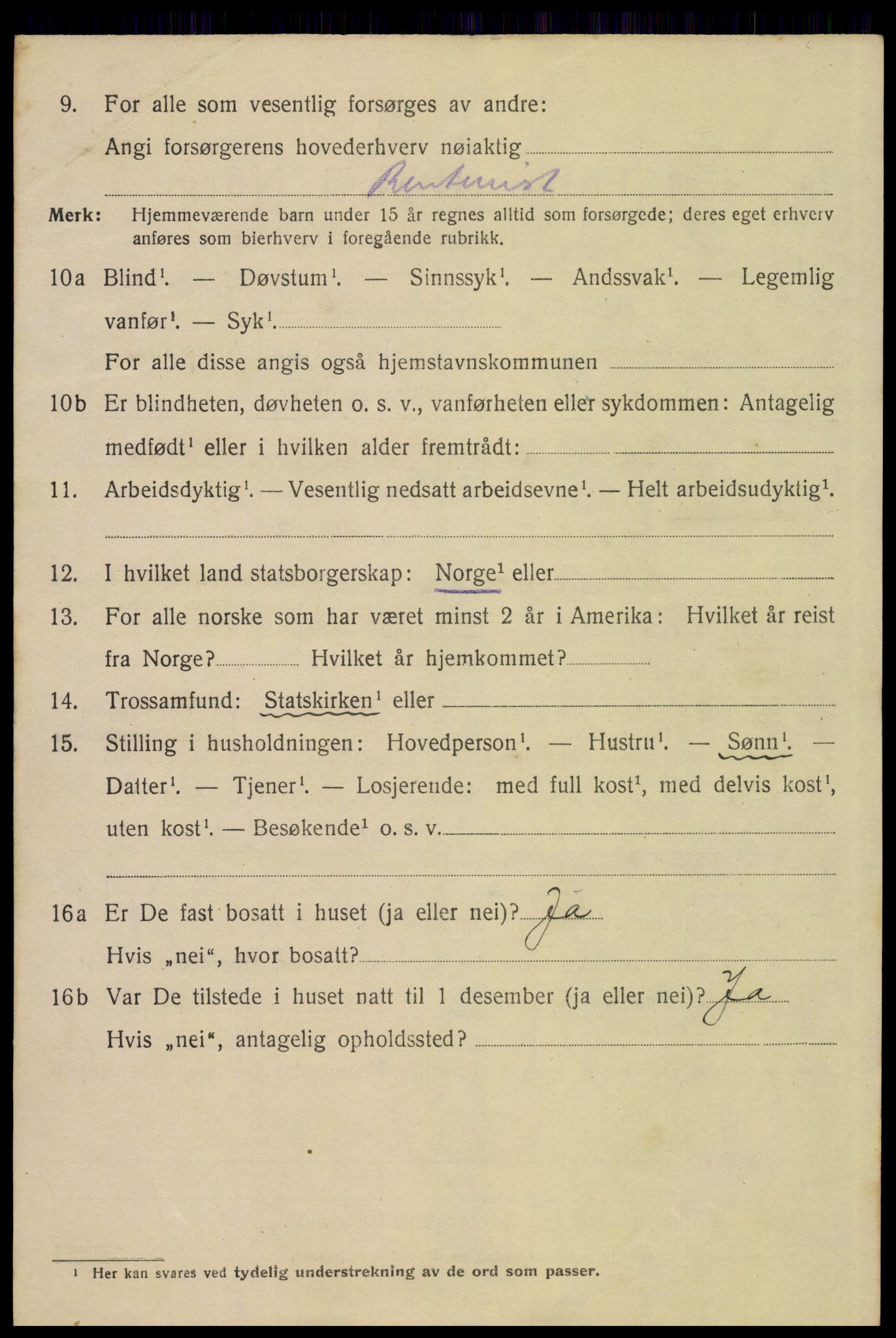 SAH, 1920 census for Lillehammer, 1920, p. 3737