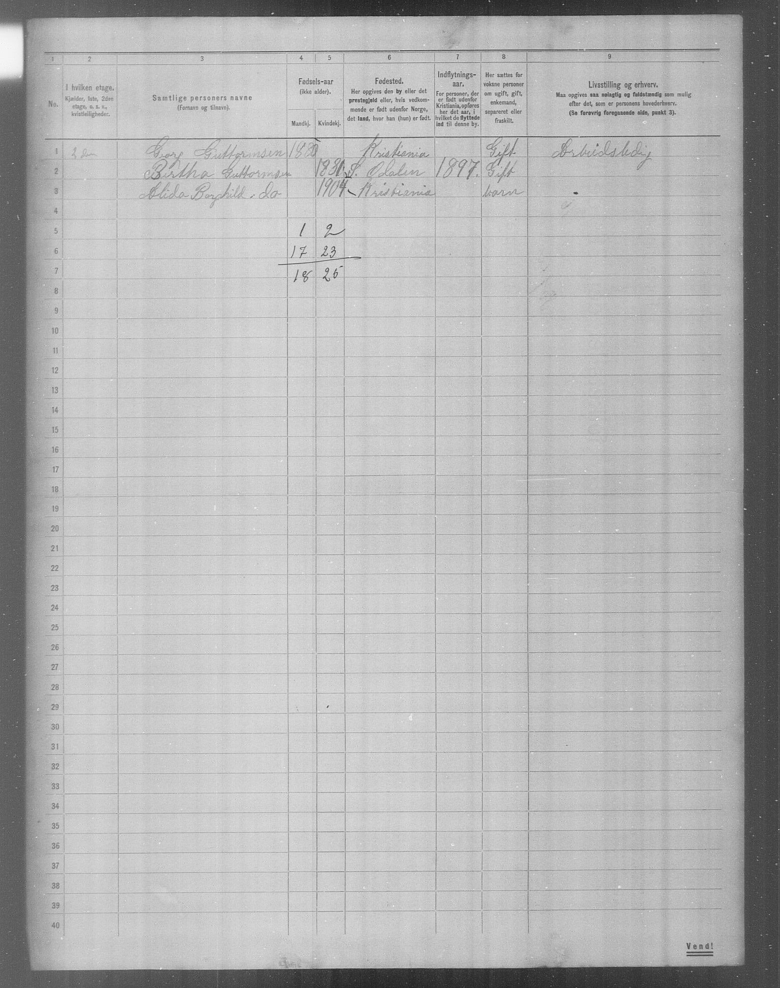 OBA, Municipal Census 1904 for Kristiania, 1904, p. 21107