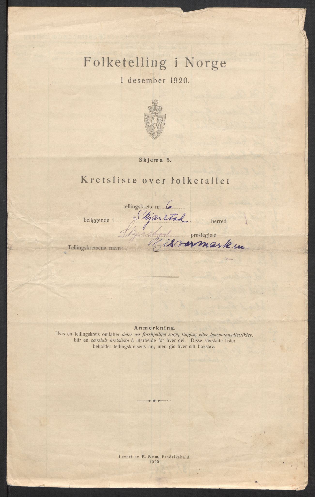 SAT, 1920 census for Skjerstad, 1920, p. 22