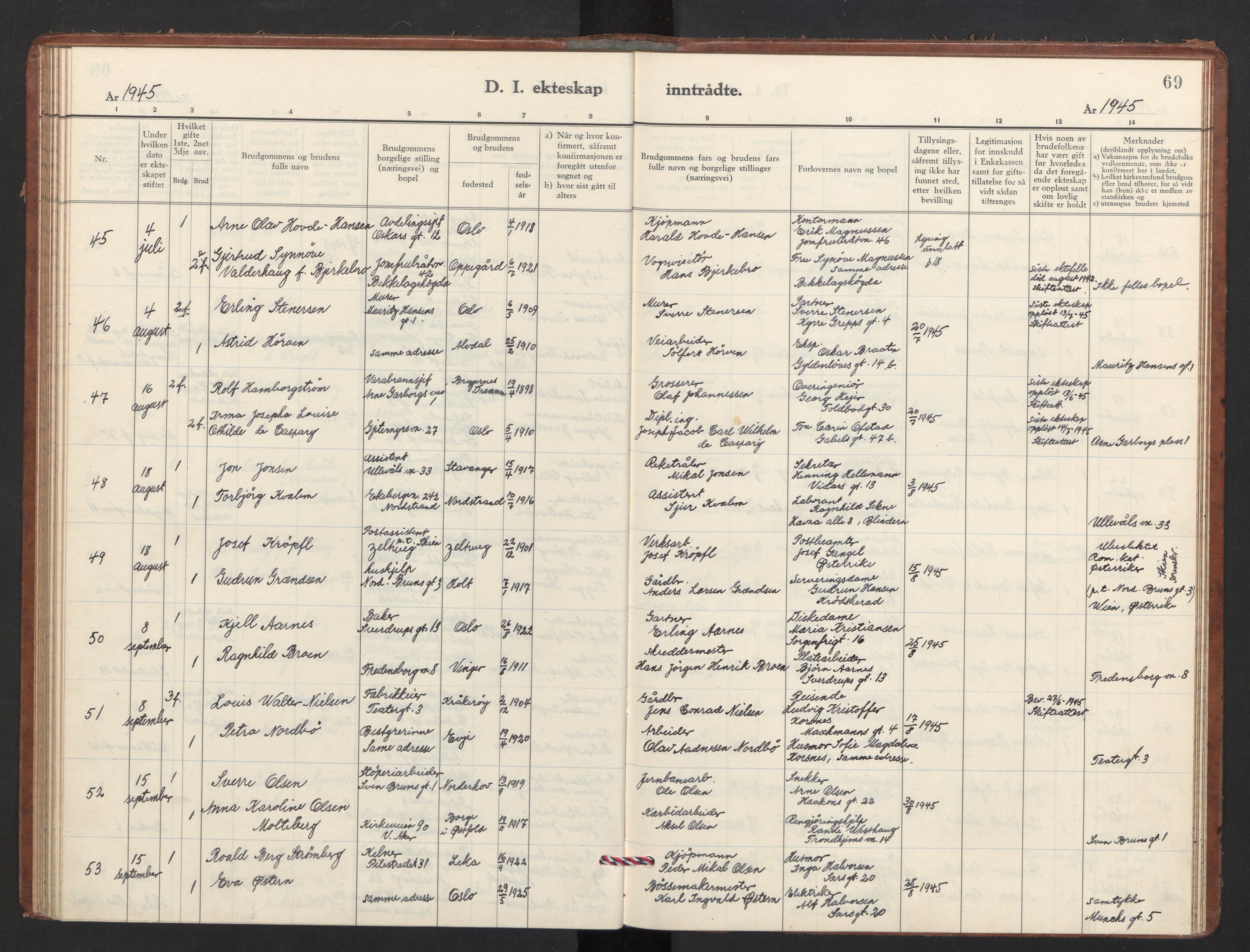 Trefoldighet prestekontor Kirkebøker, AV/SAO-A-10882/F/Fg/L0003: Parish register (official) no. VII 3, 1940-1948, p. 69