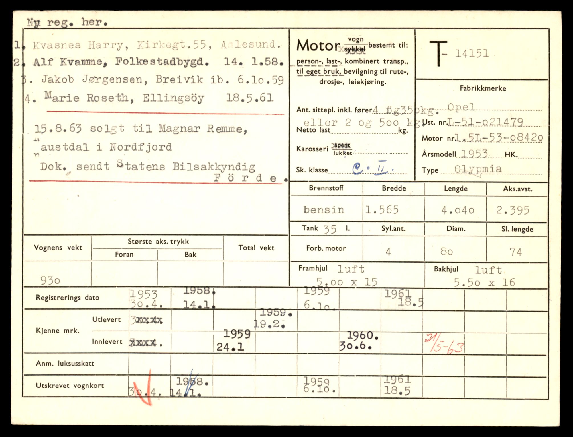 Møre og Romsdal vegkontor - Ålesund trafikkstasjon, AV/SAT-A-4099/F/Fe/L0043: Registreringskort for kjøretøy T 14080 - T 14204, 1927-1998, p. 1885