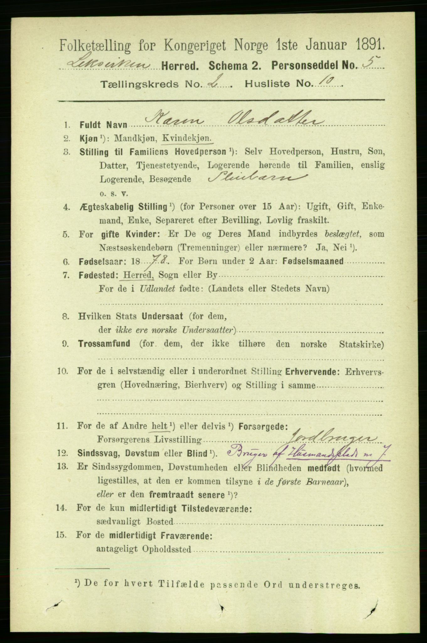 RA, 1891 census for 1718 Leksvik, 1891, p. 722